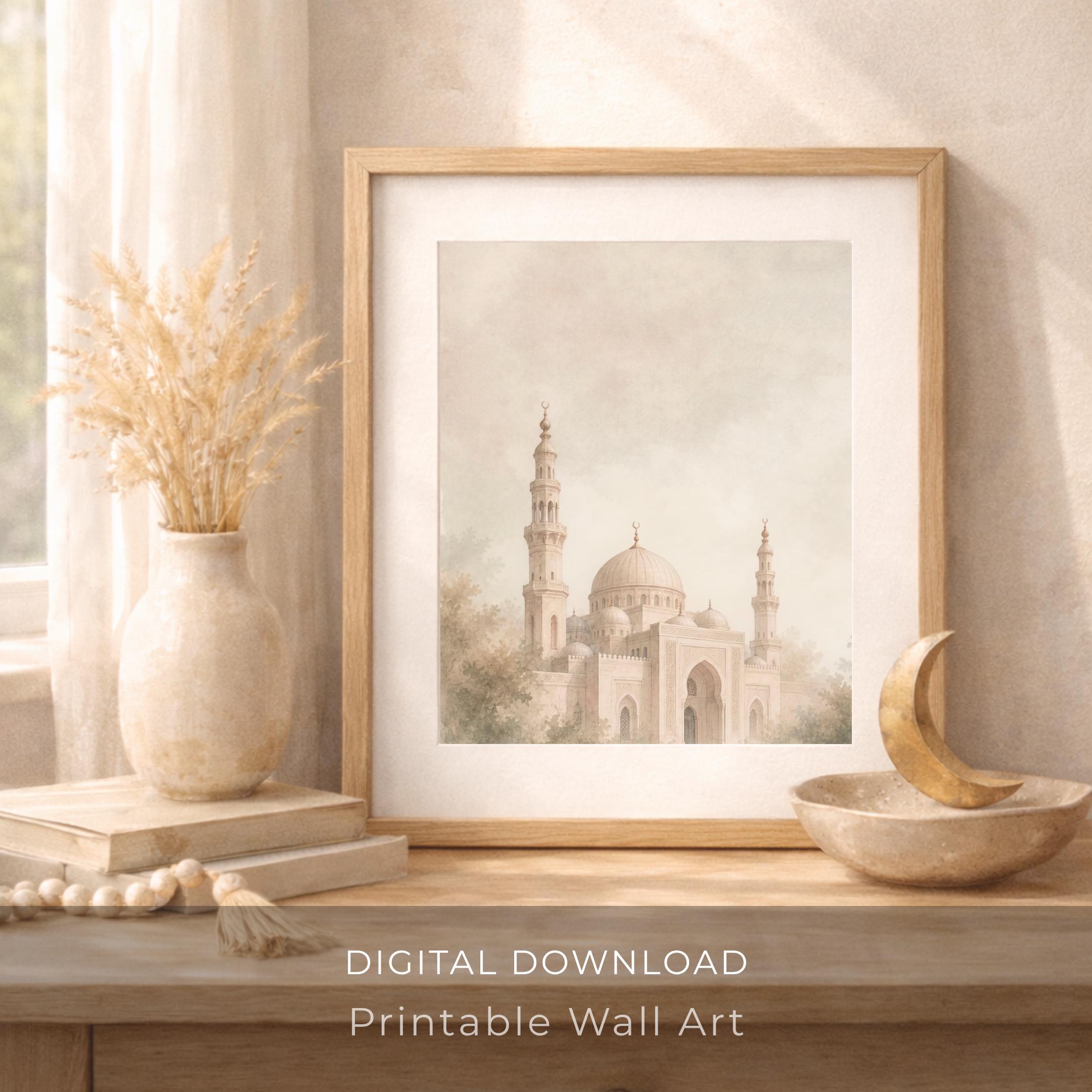 Beige Mosque among Gentle Foliage — image 9