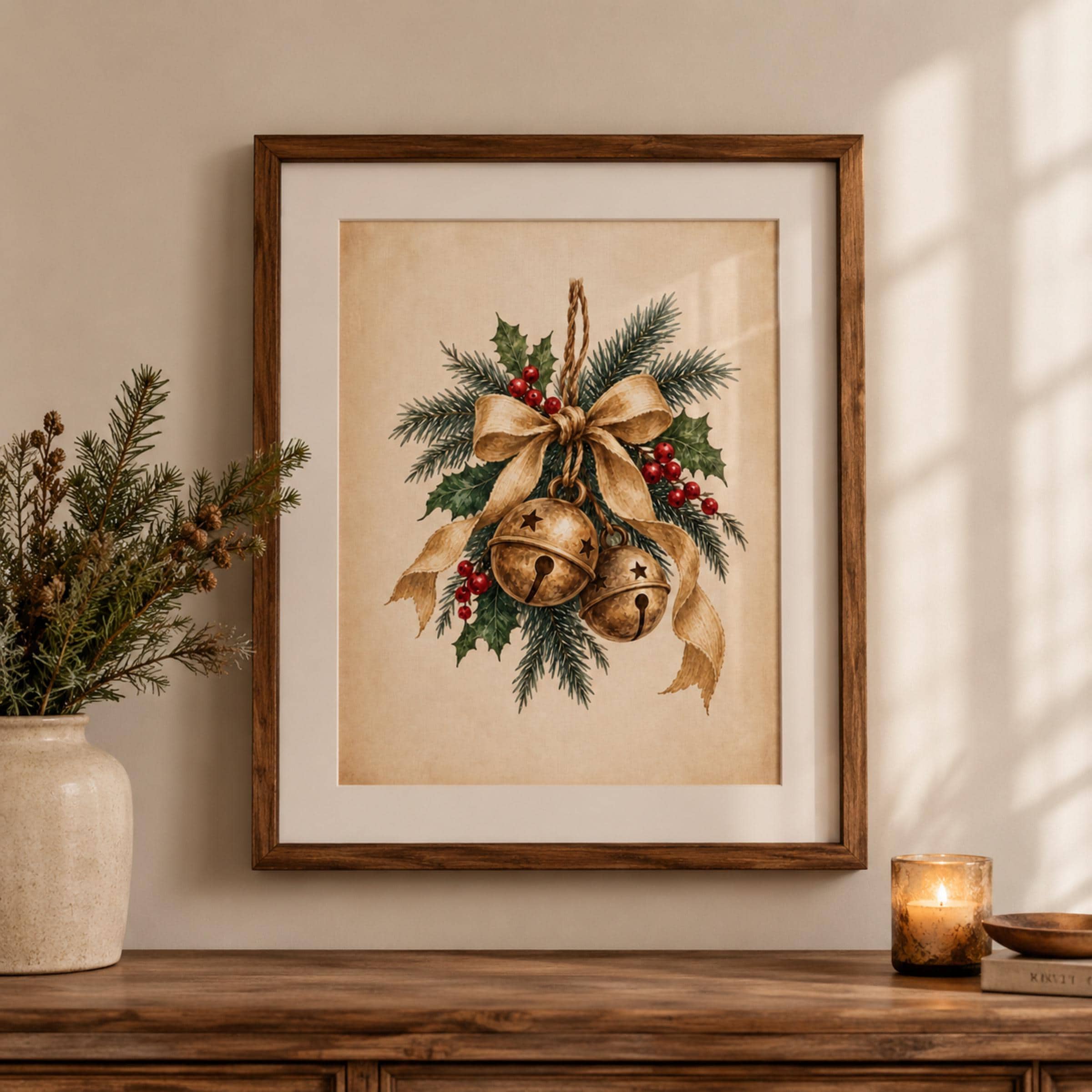 Golden Christmas Bells & Holly — image 2