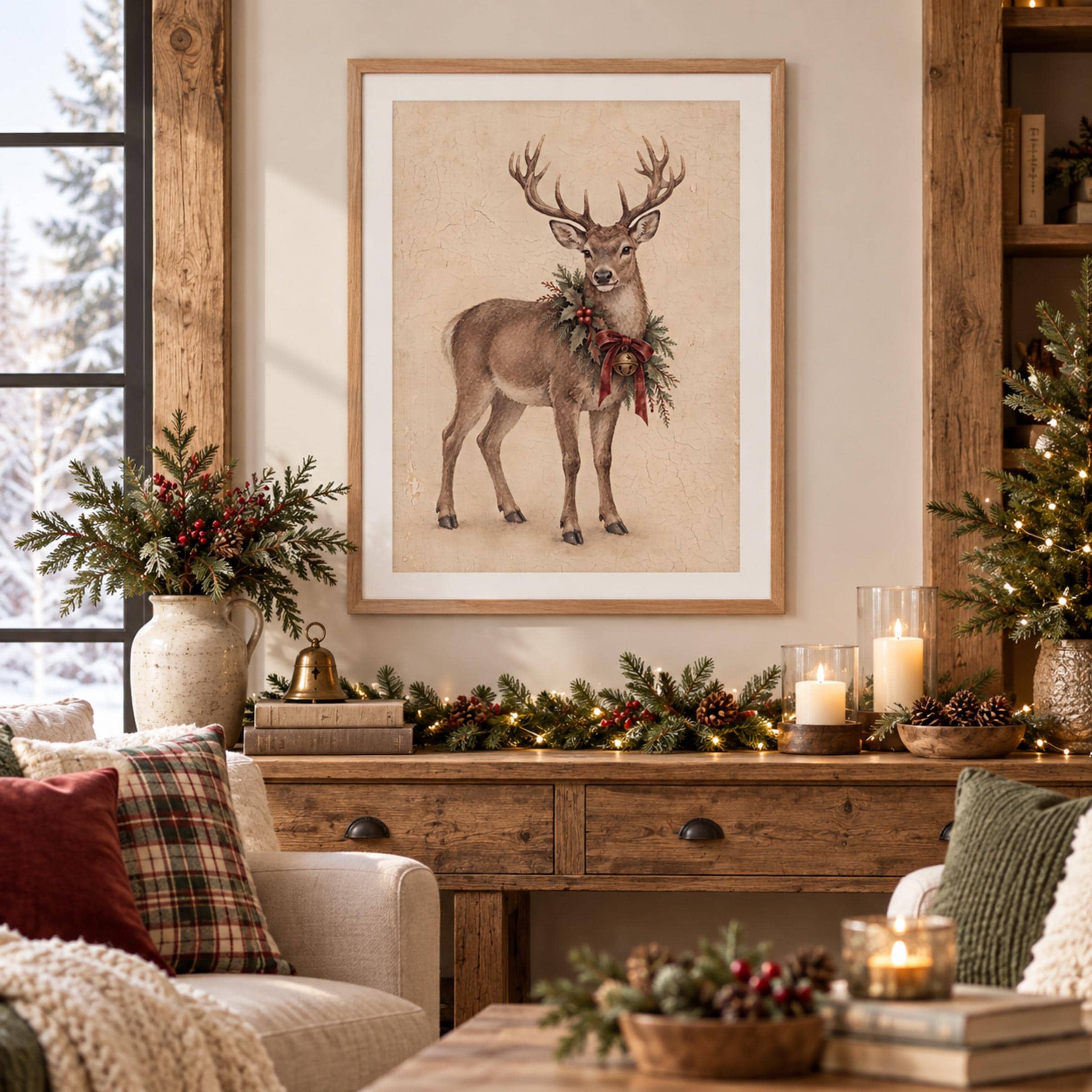 Festive Stag with Evergreen Wreath — image 4