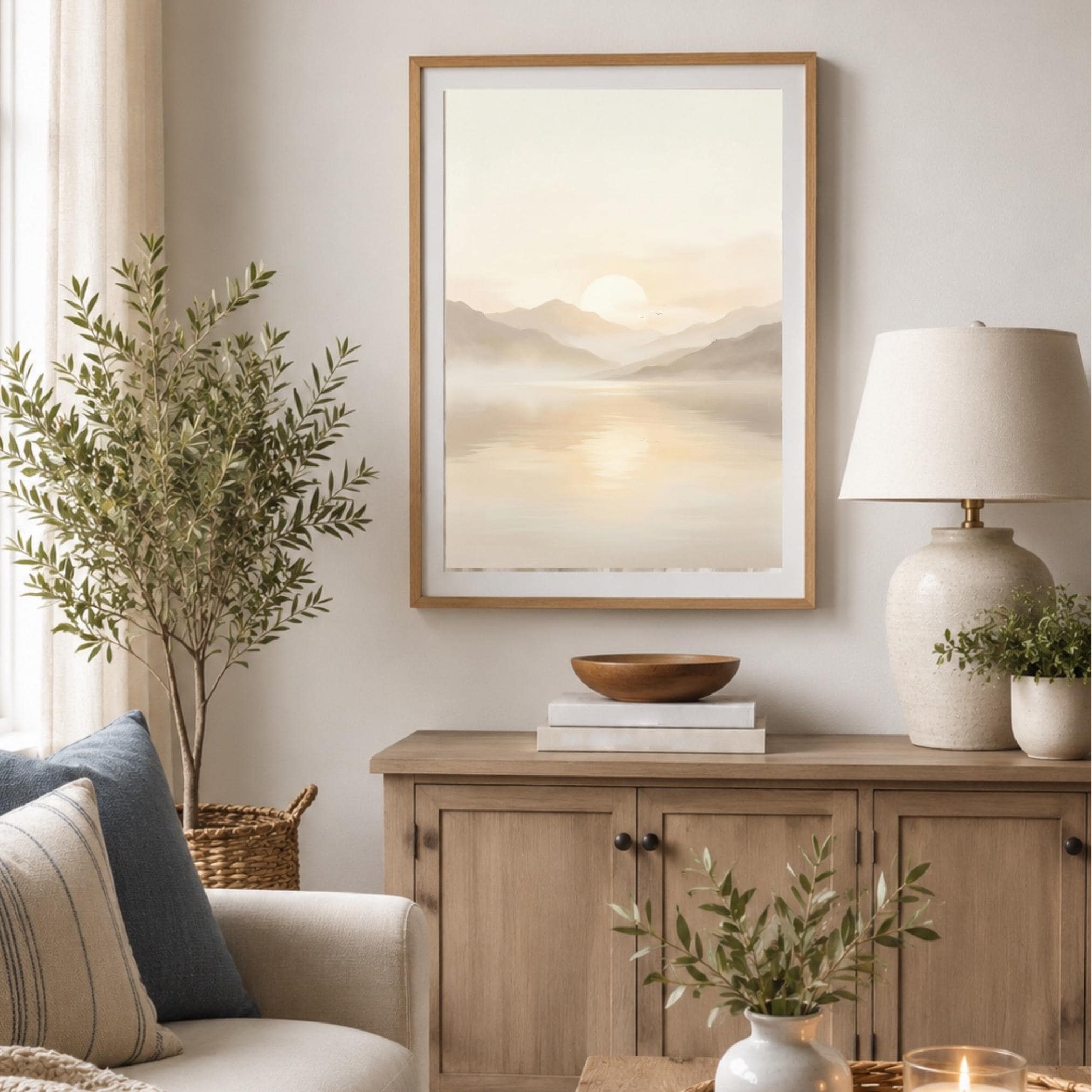 Printable Mountain Sunrise Wall Art, Neutral Landscape Wall Decor, Digital Download — image 6