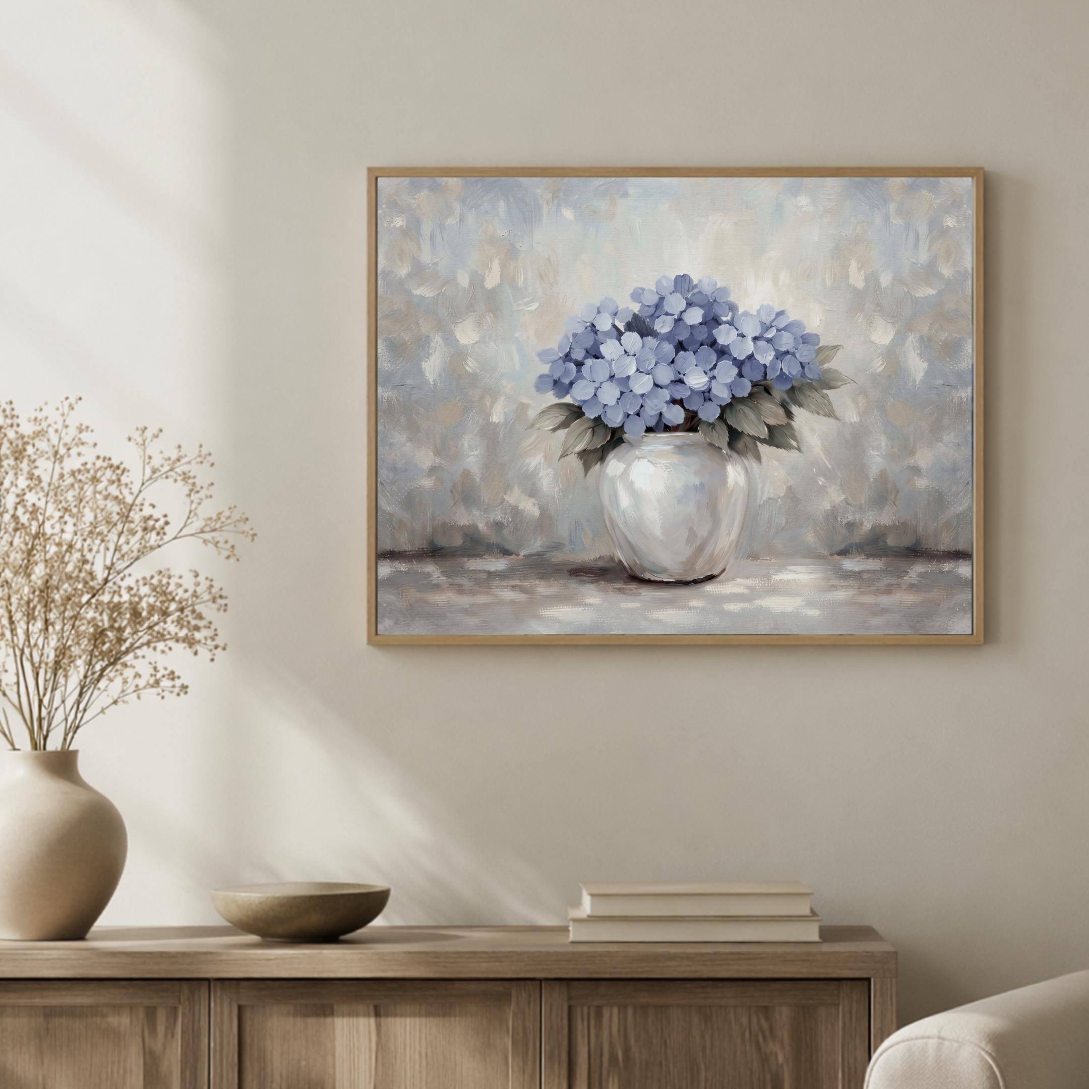 Vintage Blue Hydrangea Wall Art Print, Farmhouse Floral Vase Prints (Digital Download) — image 9