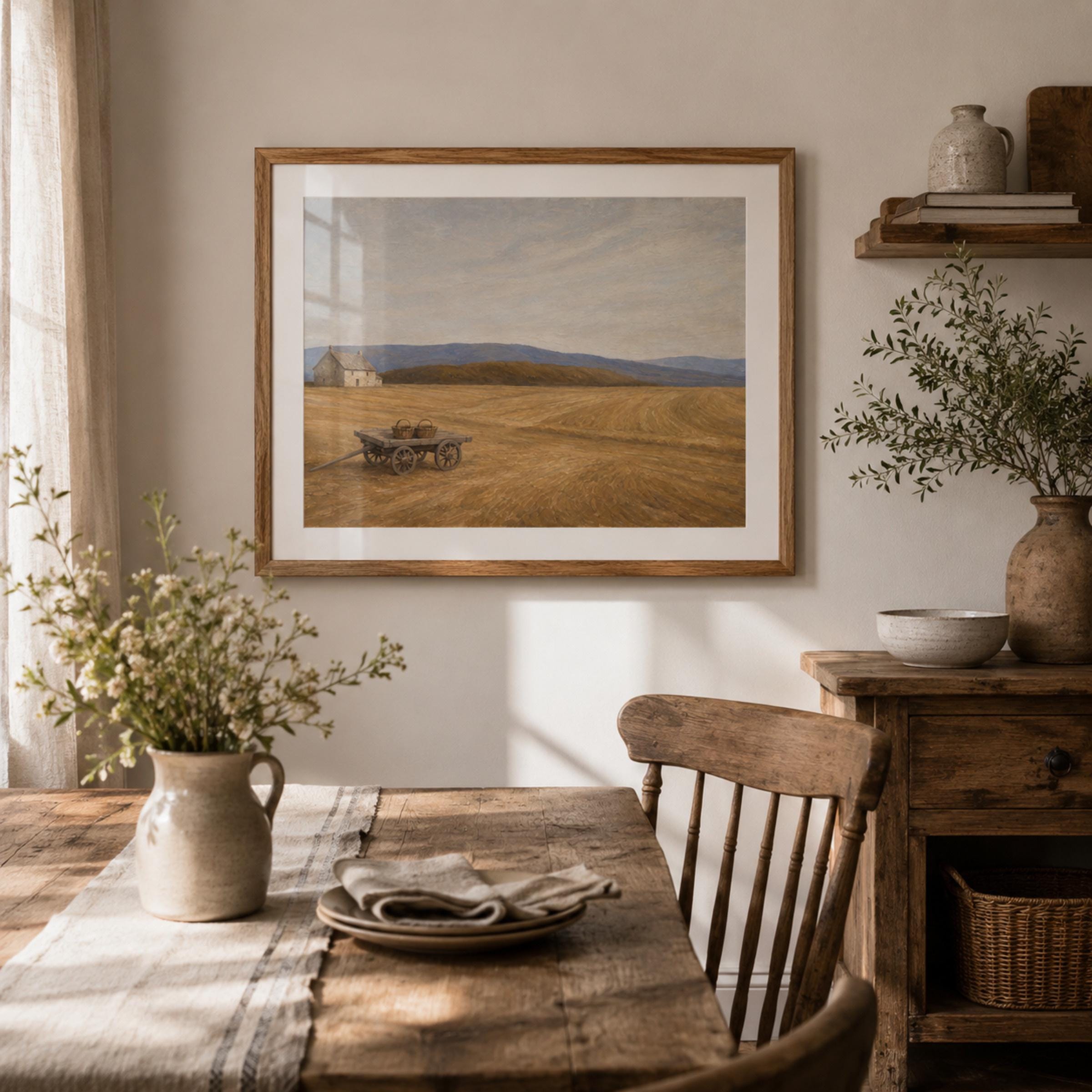 Fall Landscape Wall Art | Rustic Harvest Field Print | Farmhouse Printable Digital Download — image 3
