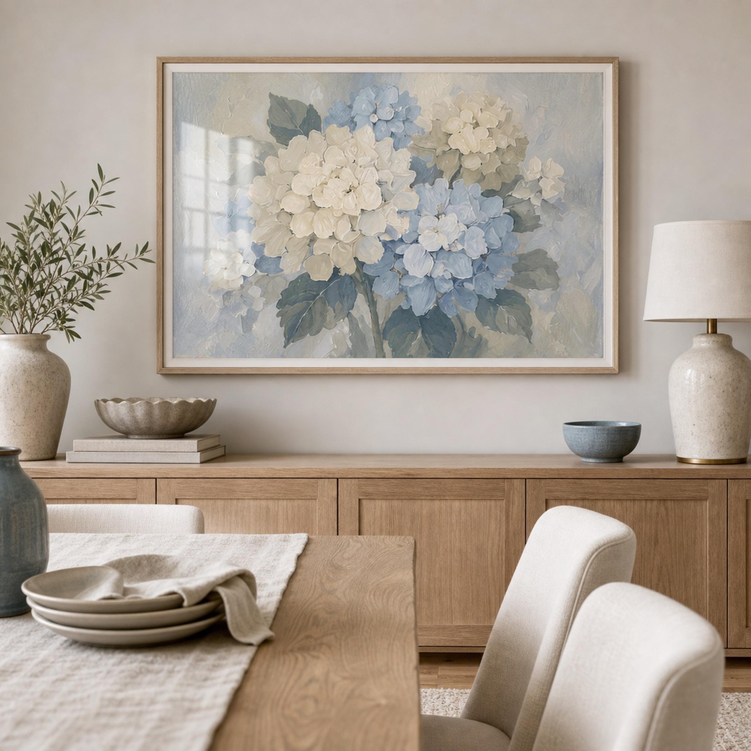 Blue Hydrangea Painting Wall Art Printable | Floral Art Print Decor (Digital Download) — image 3