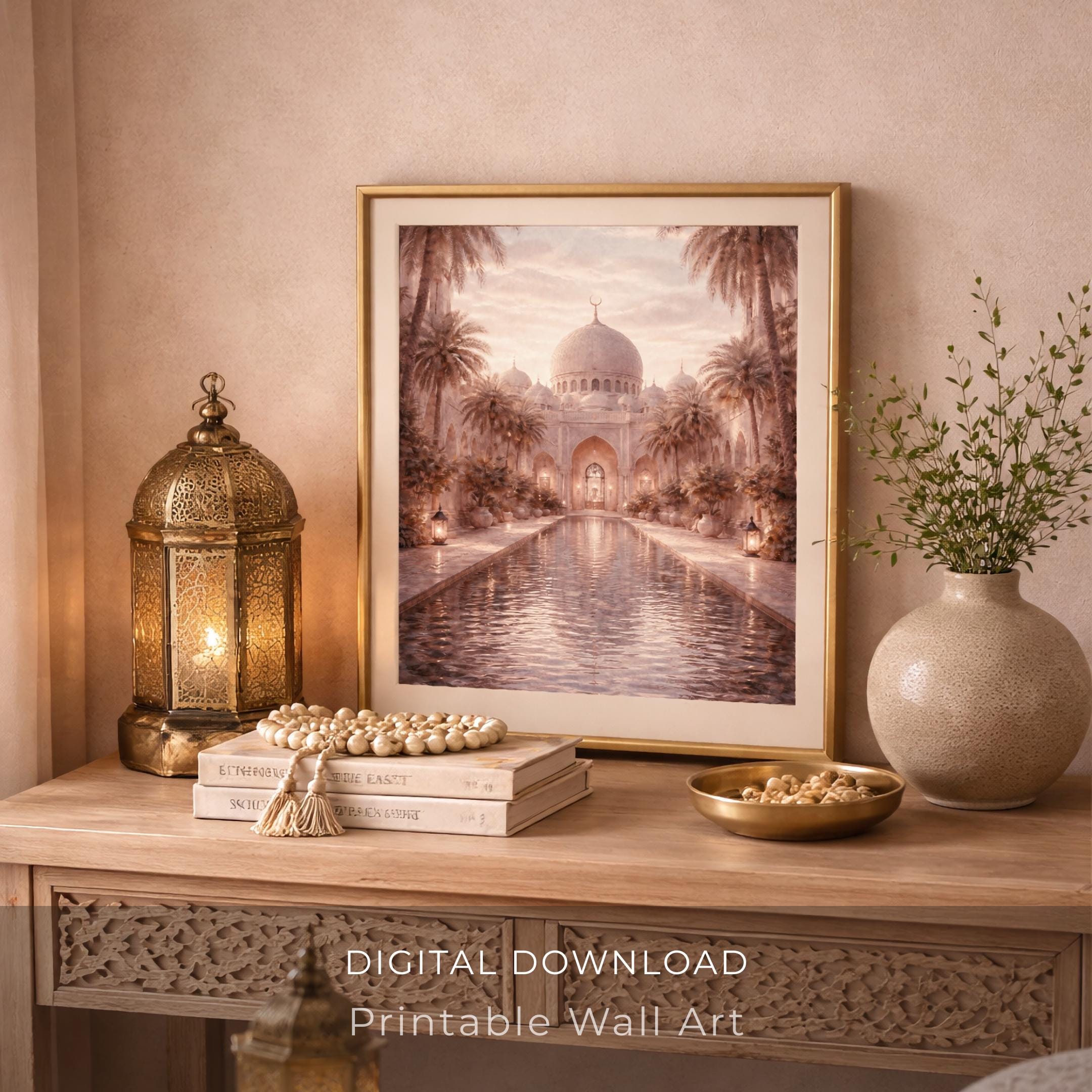 Islamic Mosque Wall Art Printable | Neutral Mosque Courtyard Print | Ramadan Decor Digital Download — image 6