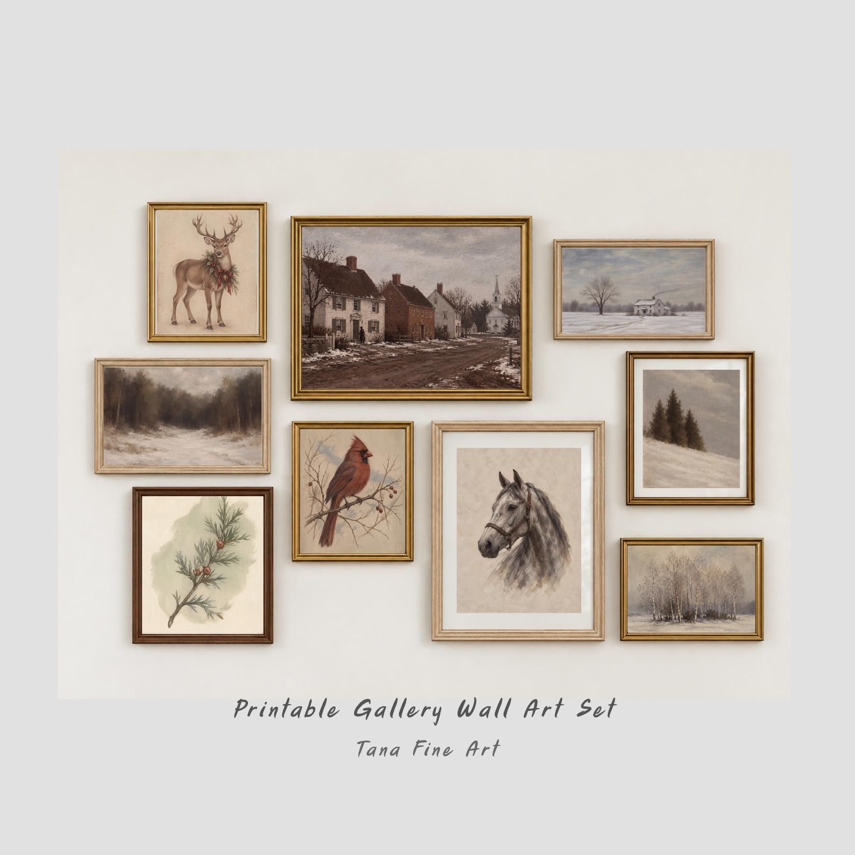 Winter Woodland & Village — Set of 9