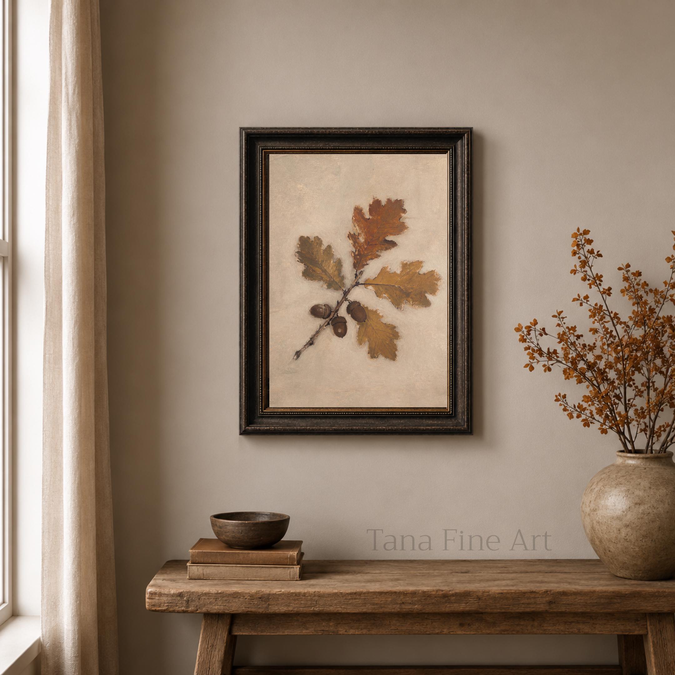 Oak Branch and Acorns Printable Wall Art, Neutral Autumn Botanical Digital Download — image 3