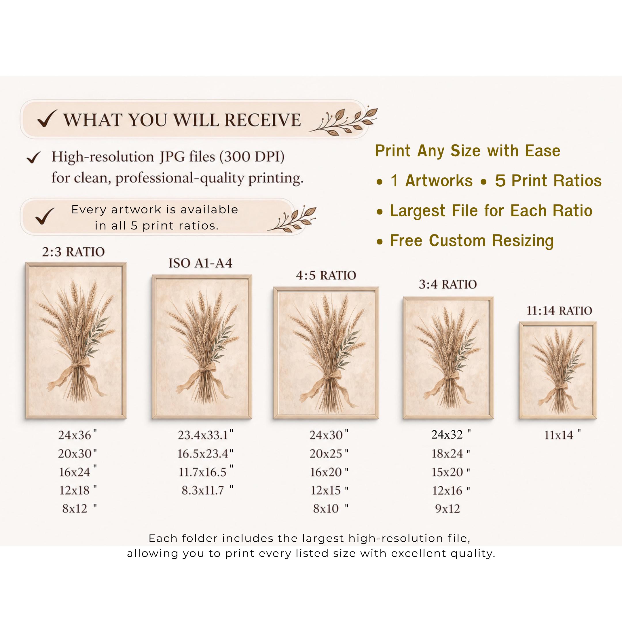 Wheat Bundle Fall Wall Art | Rustic Harvest Botanical Print | Farmhouse Printable Digital Download — image 10