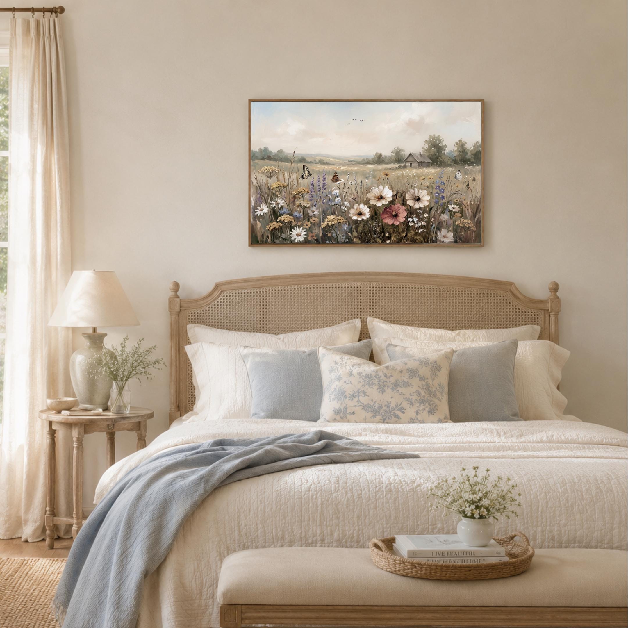 Cottage Wildflower Wall Art, Butterfly Meadow Landscape Print, Rustic Summer Farmhouse Decor (Digital Download) — image 7