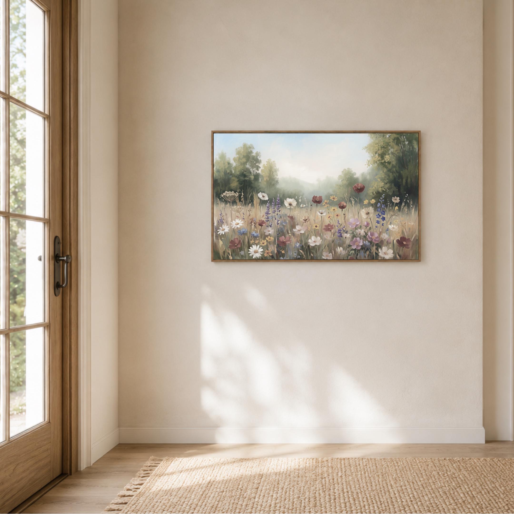 Summer Wildflower Meadow Wall Art, Floral Landscape Print, Neutral Floral Decor (Digital Download) — image 5