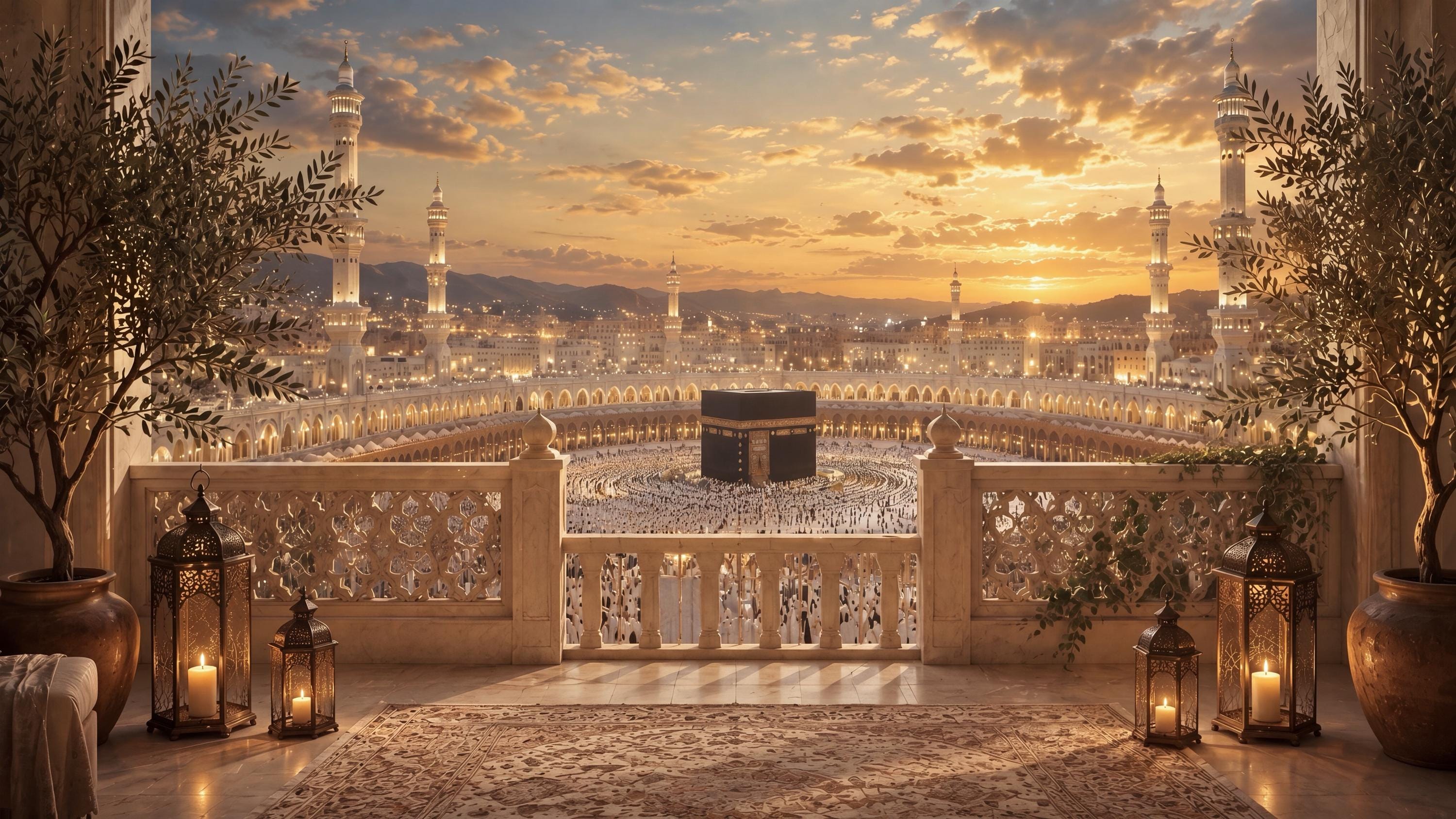 Kaaba Frame TV Art, Islamic Balcony View for Samsung The Frame, Hajj Digital Download — image 2