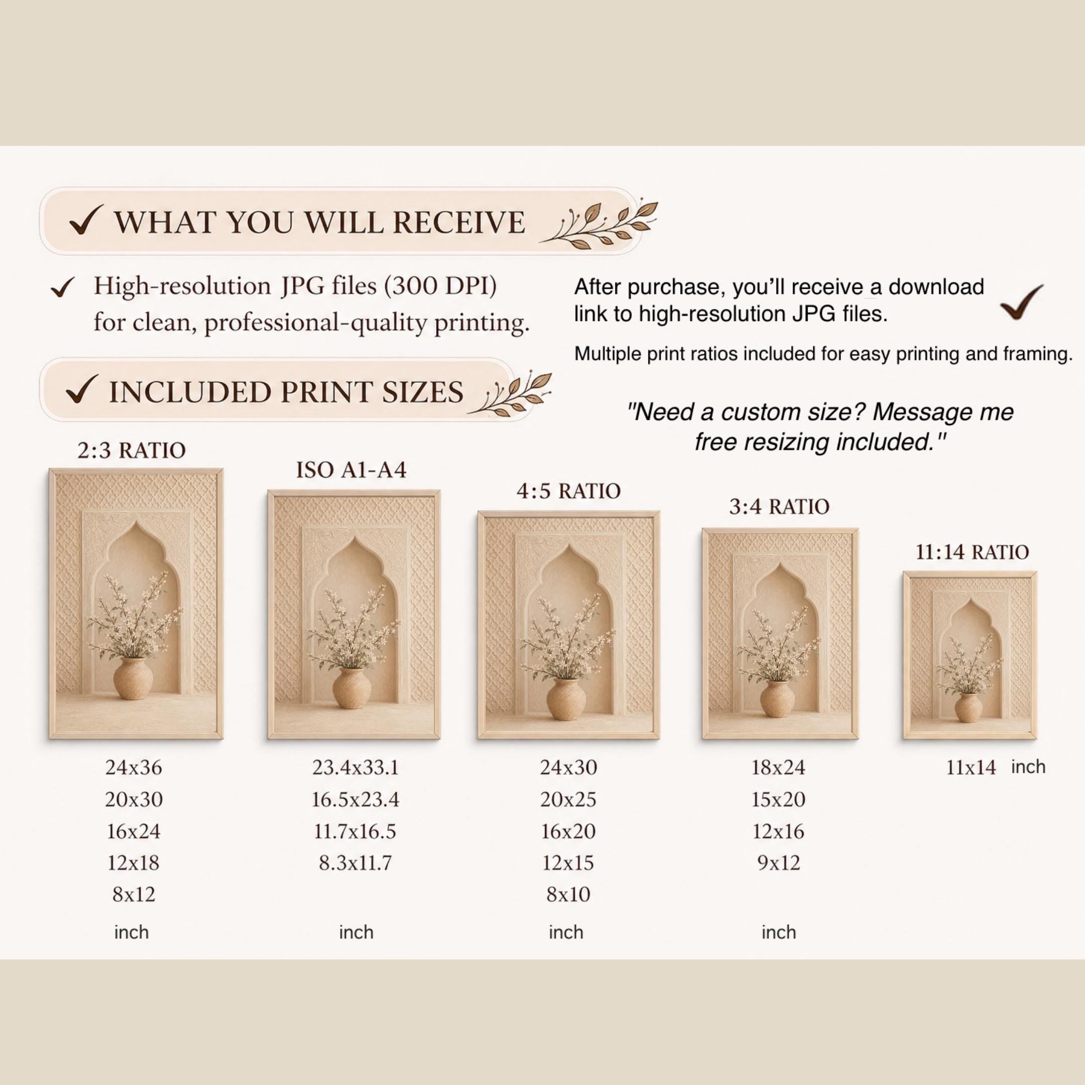 Islamic Arch Floral Printable Wall Art, Neutral Blossom Vase For Entryway Decor (Digital Download) — image 6