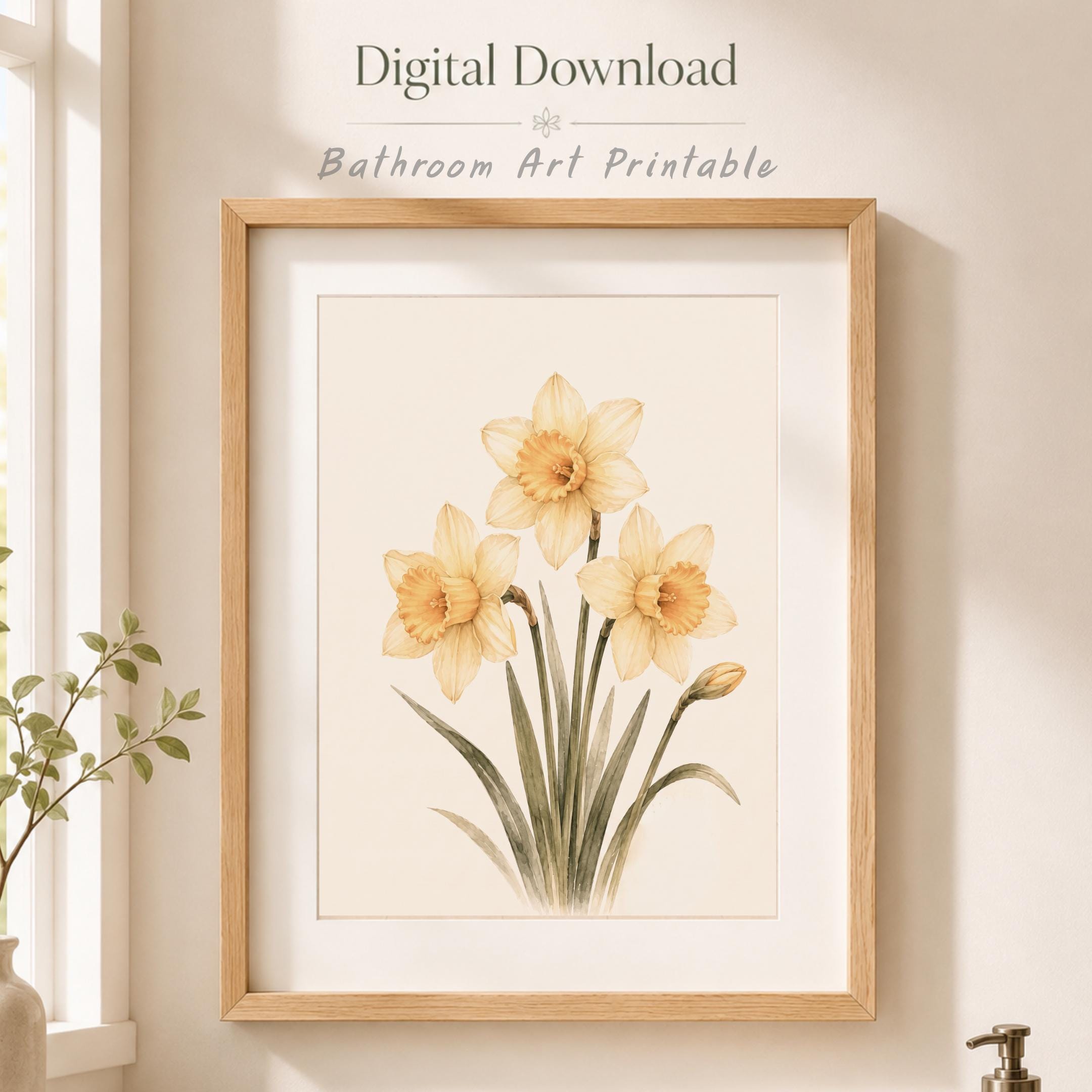 March Birth Flower Print | Daffodil Printable Wall Art | Yellow Botanical Gift Decor Digital Download — image 7
