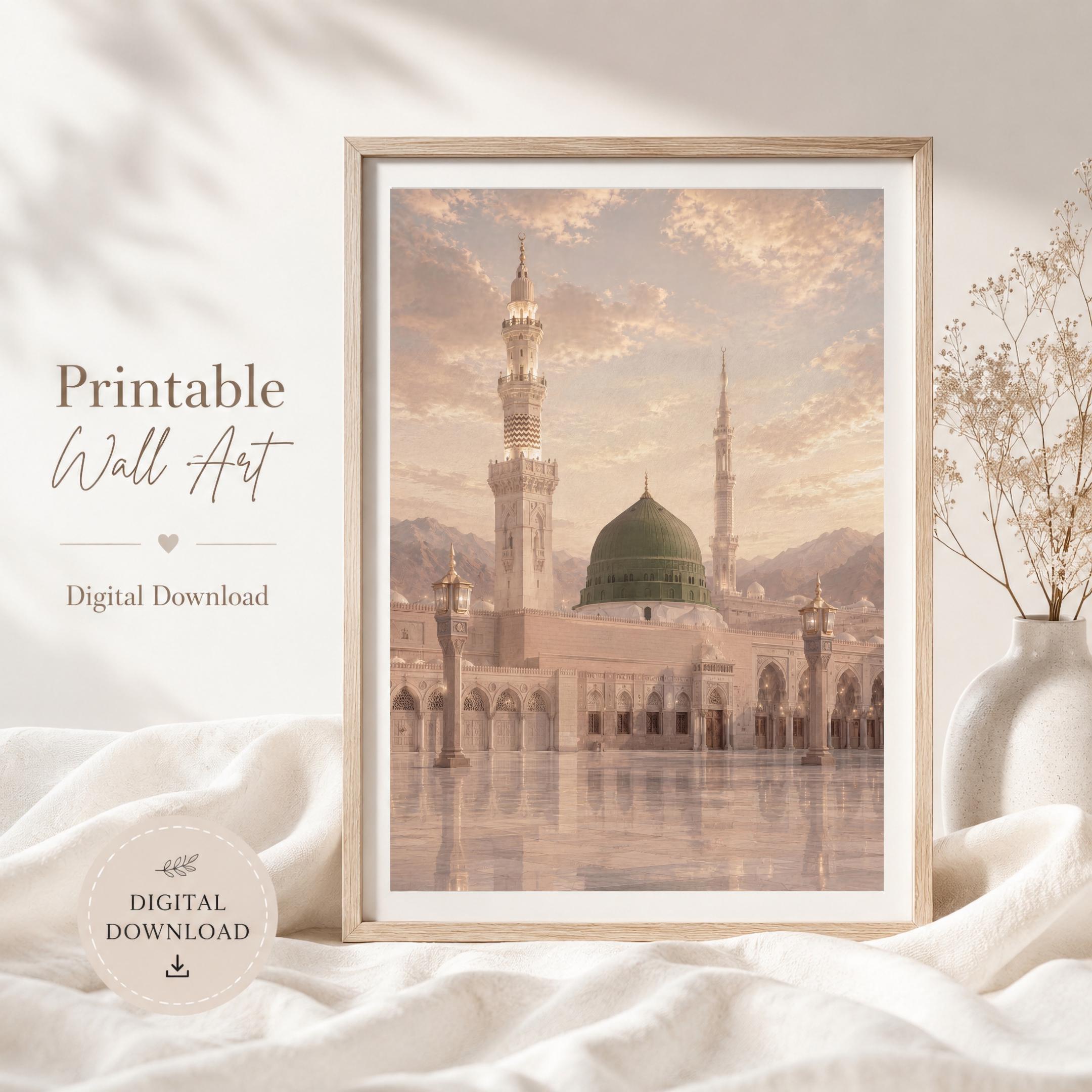 Medina Inspired Printable Wall Art, Green Dome Mosque, Islamic Prayer Room Decor (Digital Download) — image 8