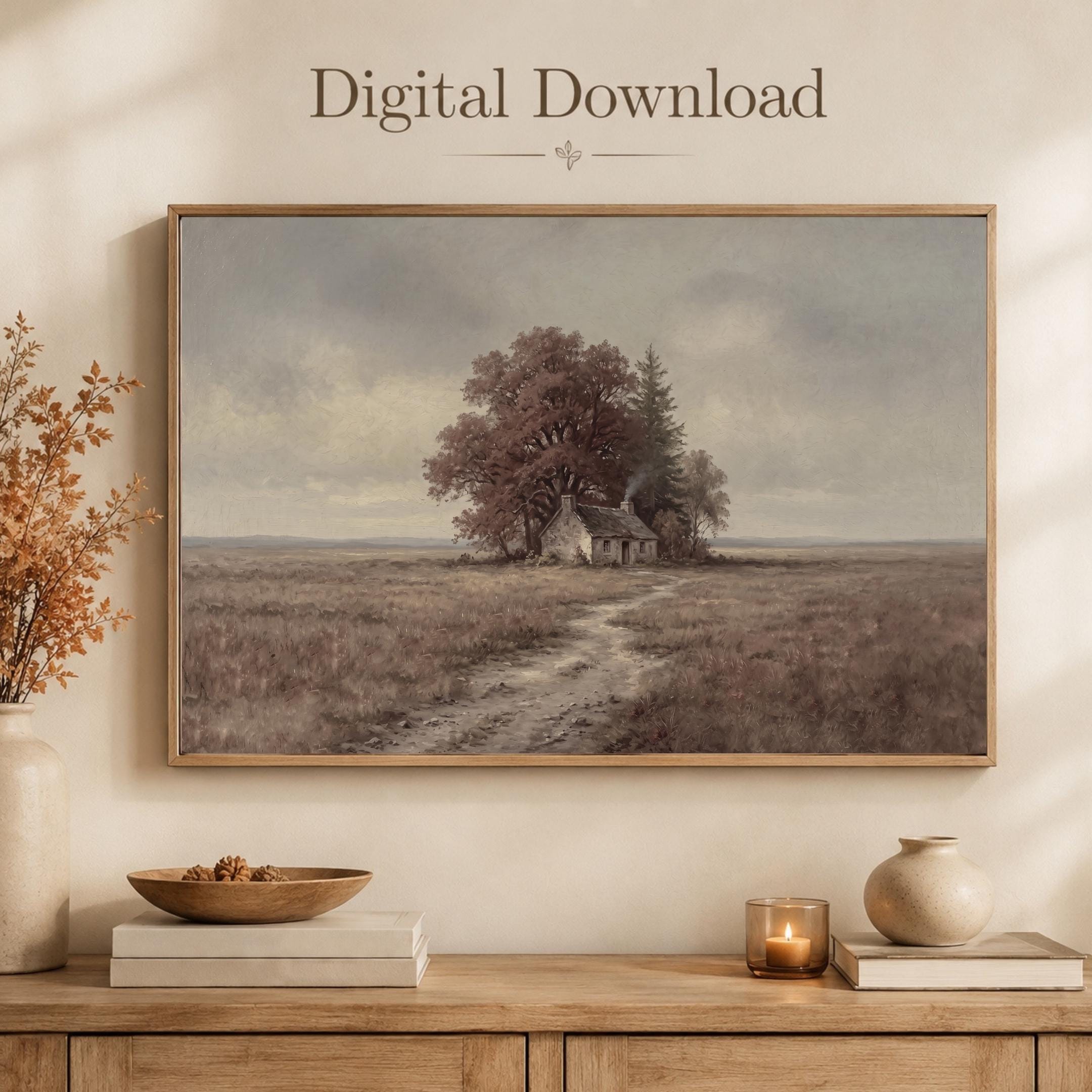 Moody Autumn Cottage Wall Art, Rustic Farmhouse Landscape Print (Fall Digital Download) — image 10