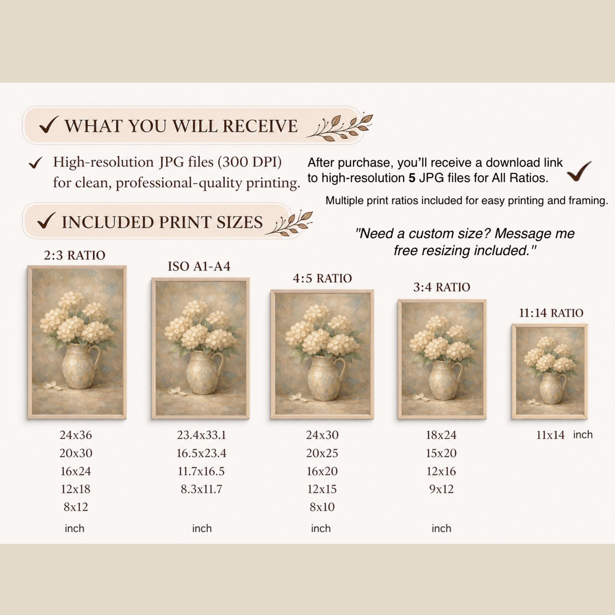 Vintage Hydrangea Wall Art Printable |  Flower in Jug | Farmhouse Floral Decor (Digital Download) — image 10