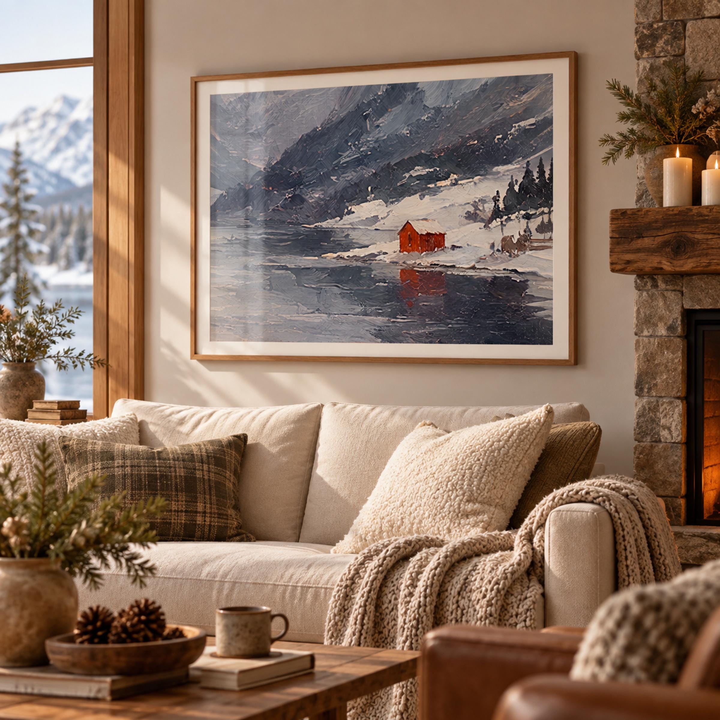 Red Cabin beside the Winter Lake — image 4