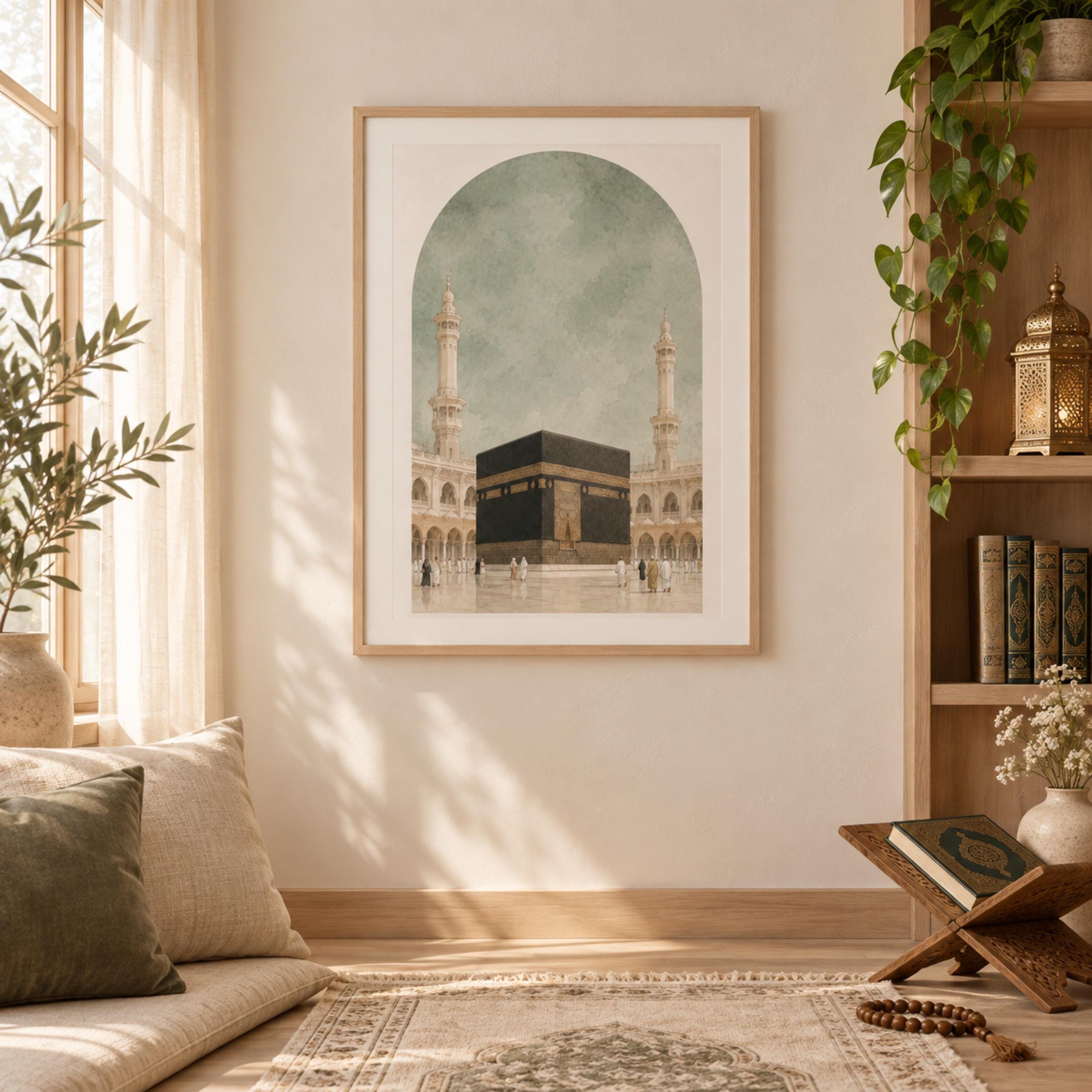 The Kaaba under a Quiet Green Arch — image 4