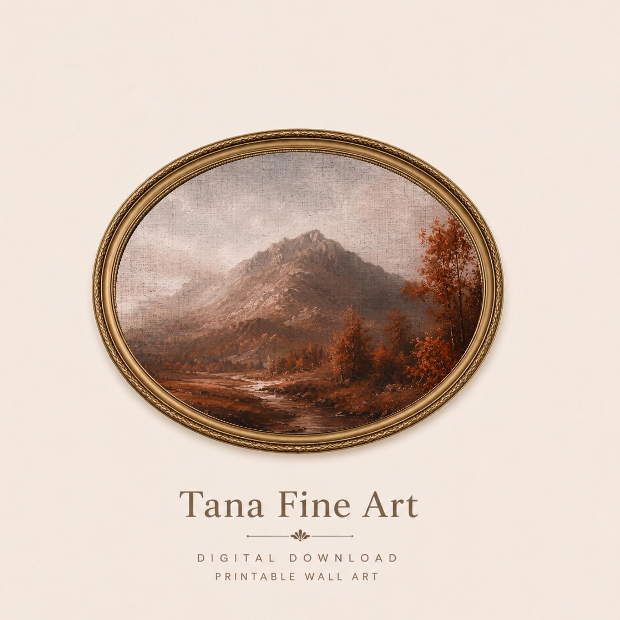 Moody Fall Mountain Wall Art | Autumn Landscape Print | Vintage Landscape Digital Download — image 8