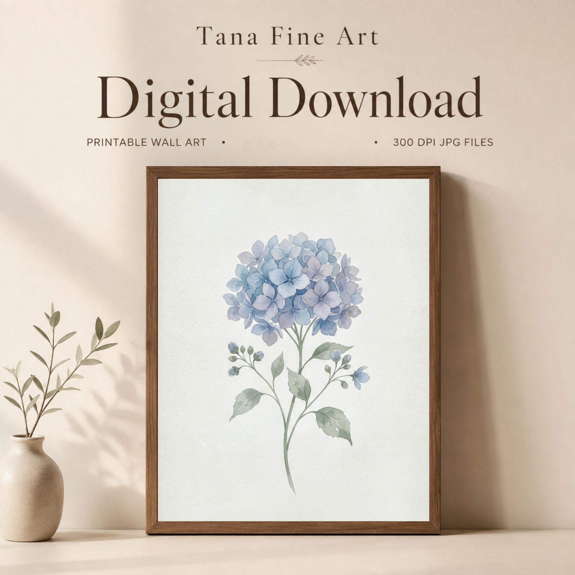Coastal Hydrangea Gallery Wall Art Set, 9 Blue Cottage Printable Decor Prints Digital Download — image 6