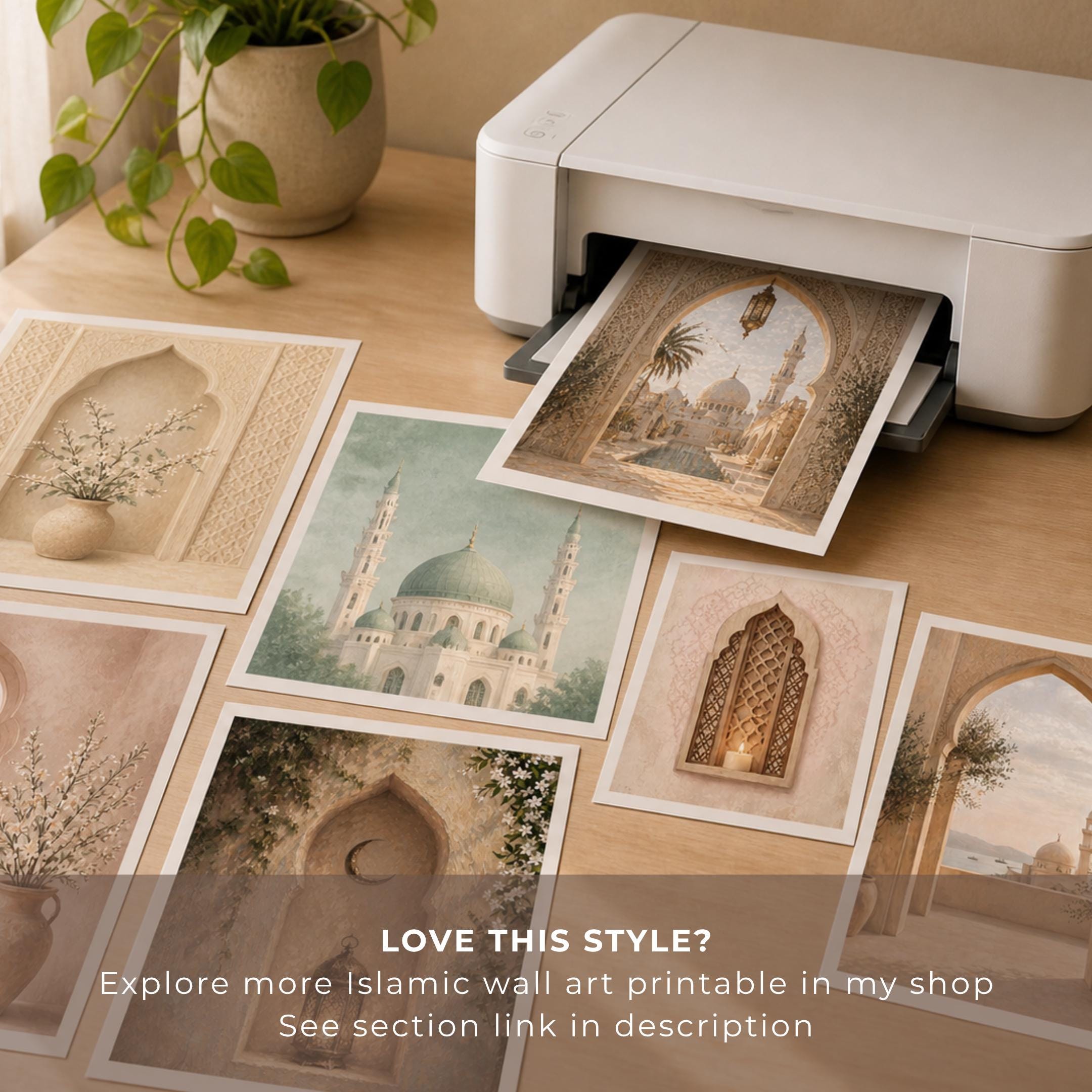Islamic Courtyard Autumn Mosque Garden Print, Neutral Prayer Room Wall Art (Digital Download) — image 10