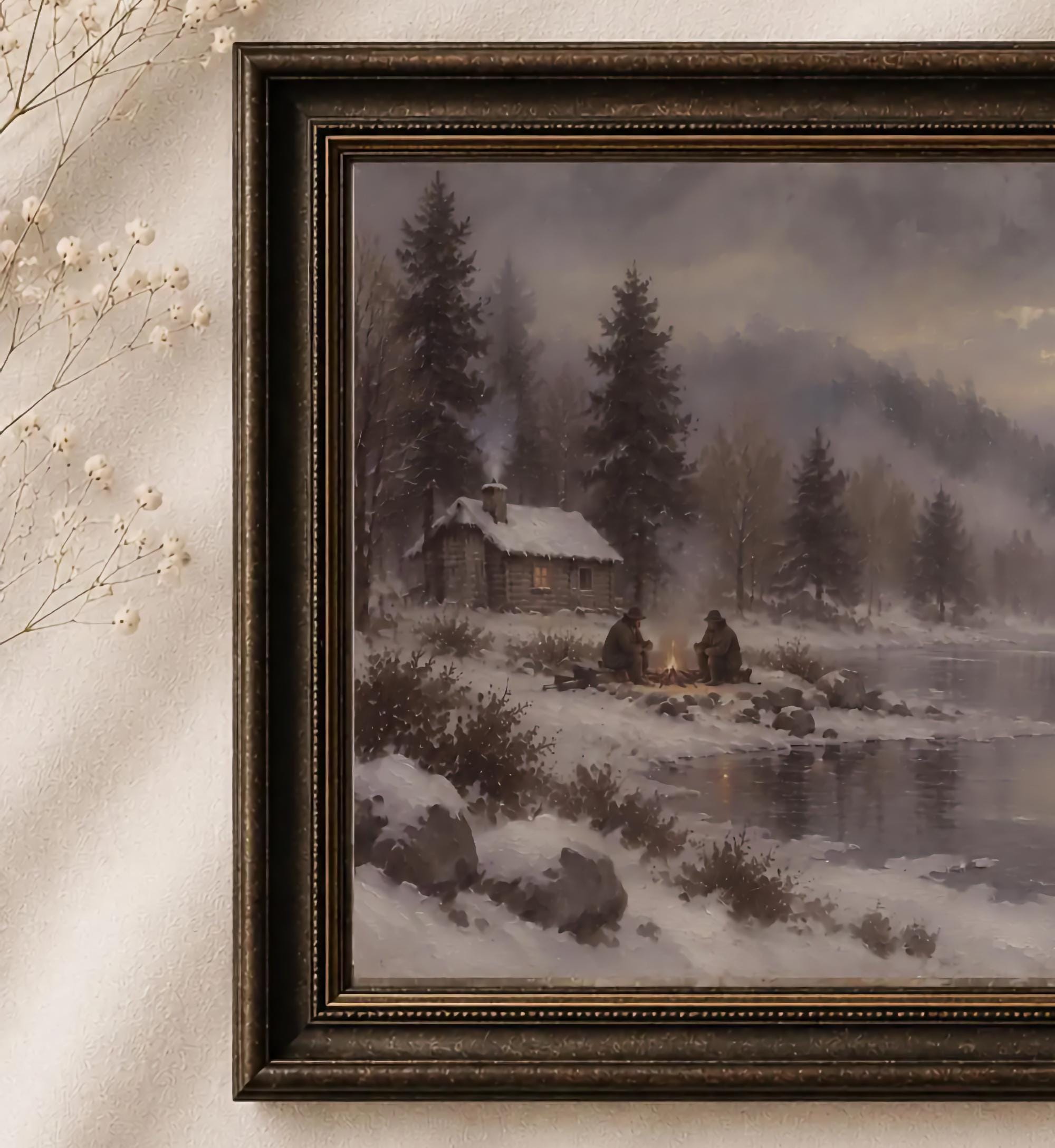 Campfire beside the Winter Lake Cabin — image 2