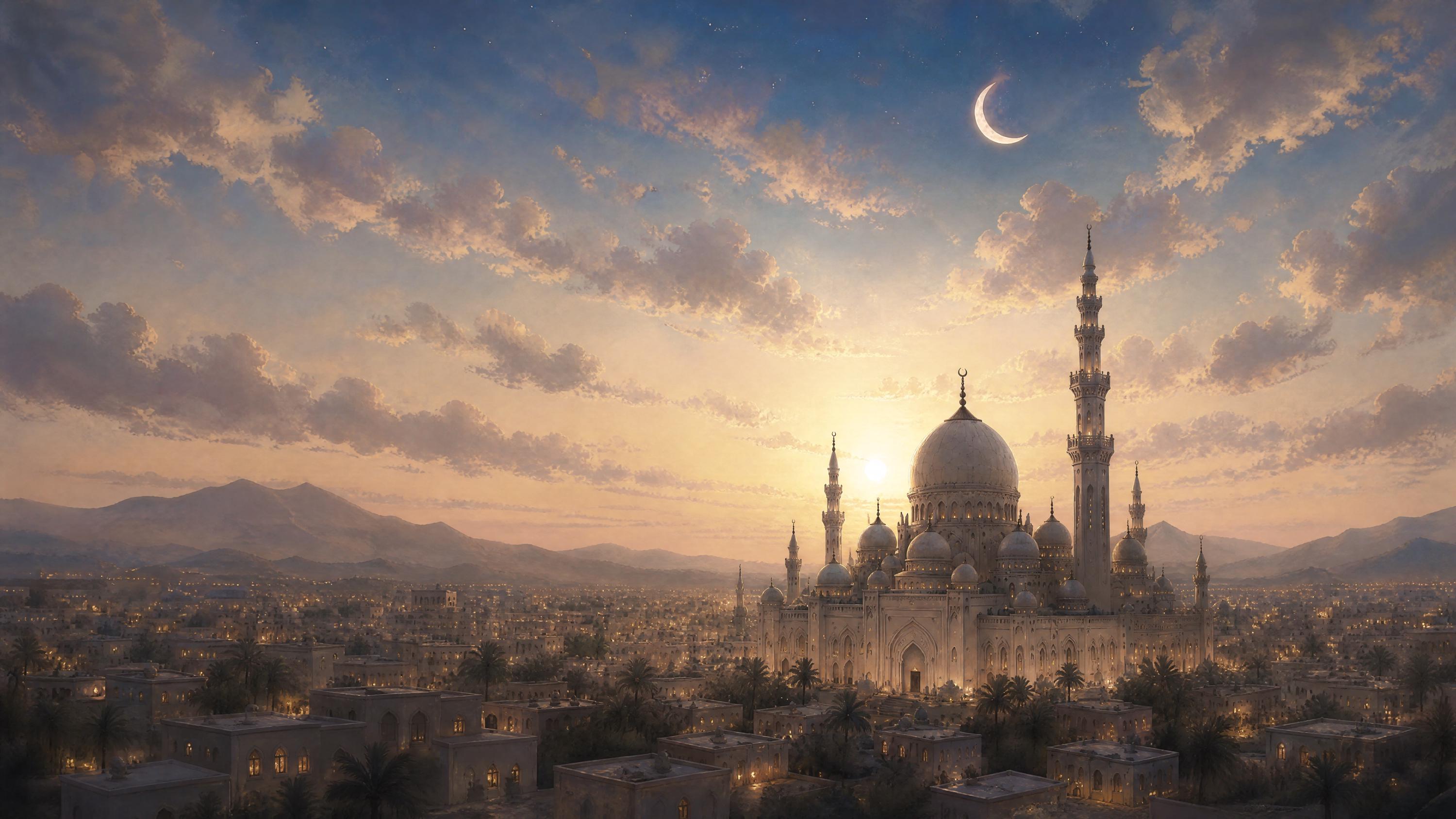 Islamic Mosque Frame TV Art, Crescent Moon Sunset for Samsung The Frame (Digital Download) — image 2