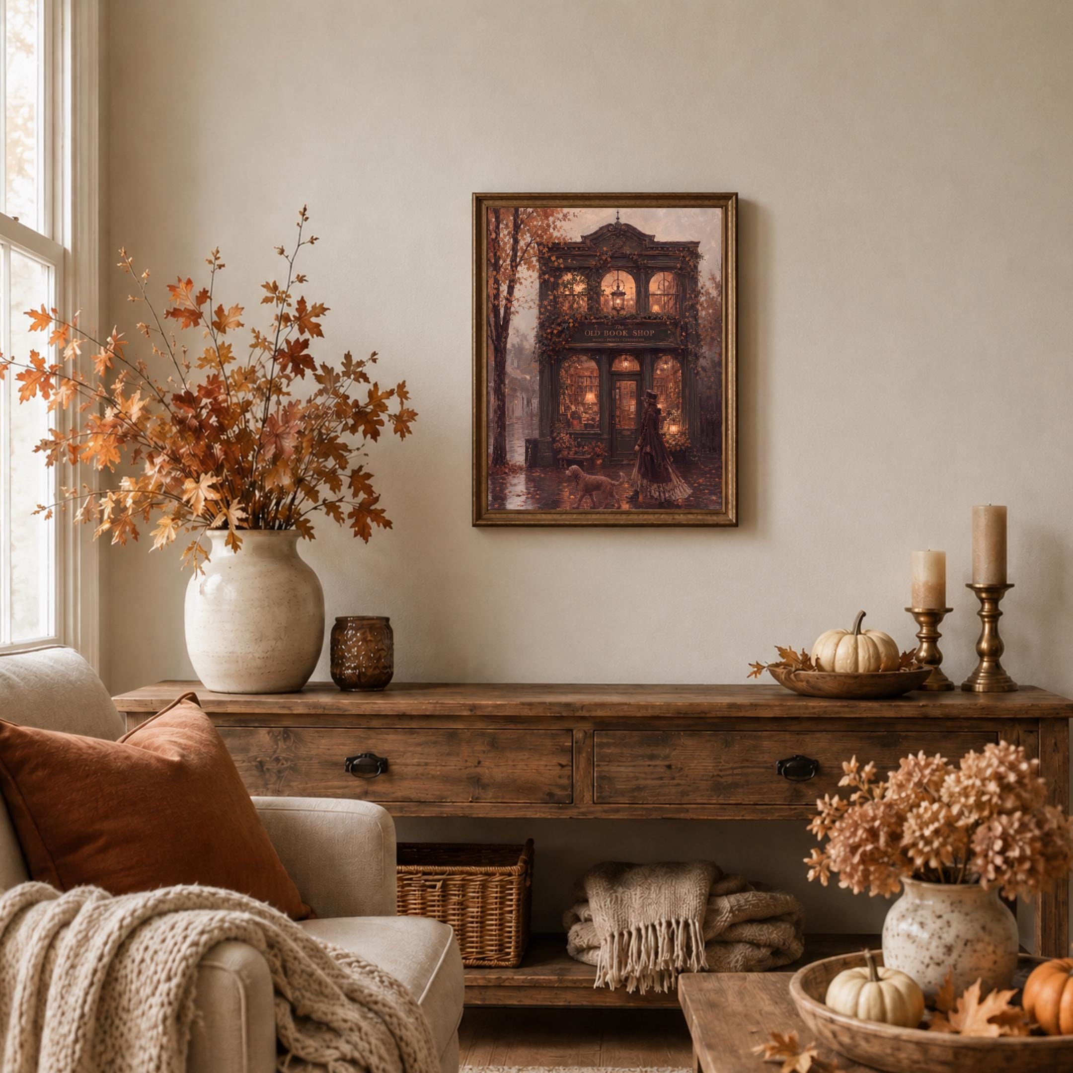 Autumn Bookshop Wall Art | Cozy Book Store Print | Vintage Fall Printable Digital Download — image 7