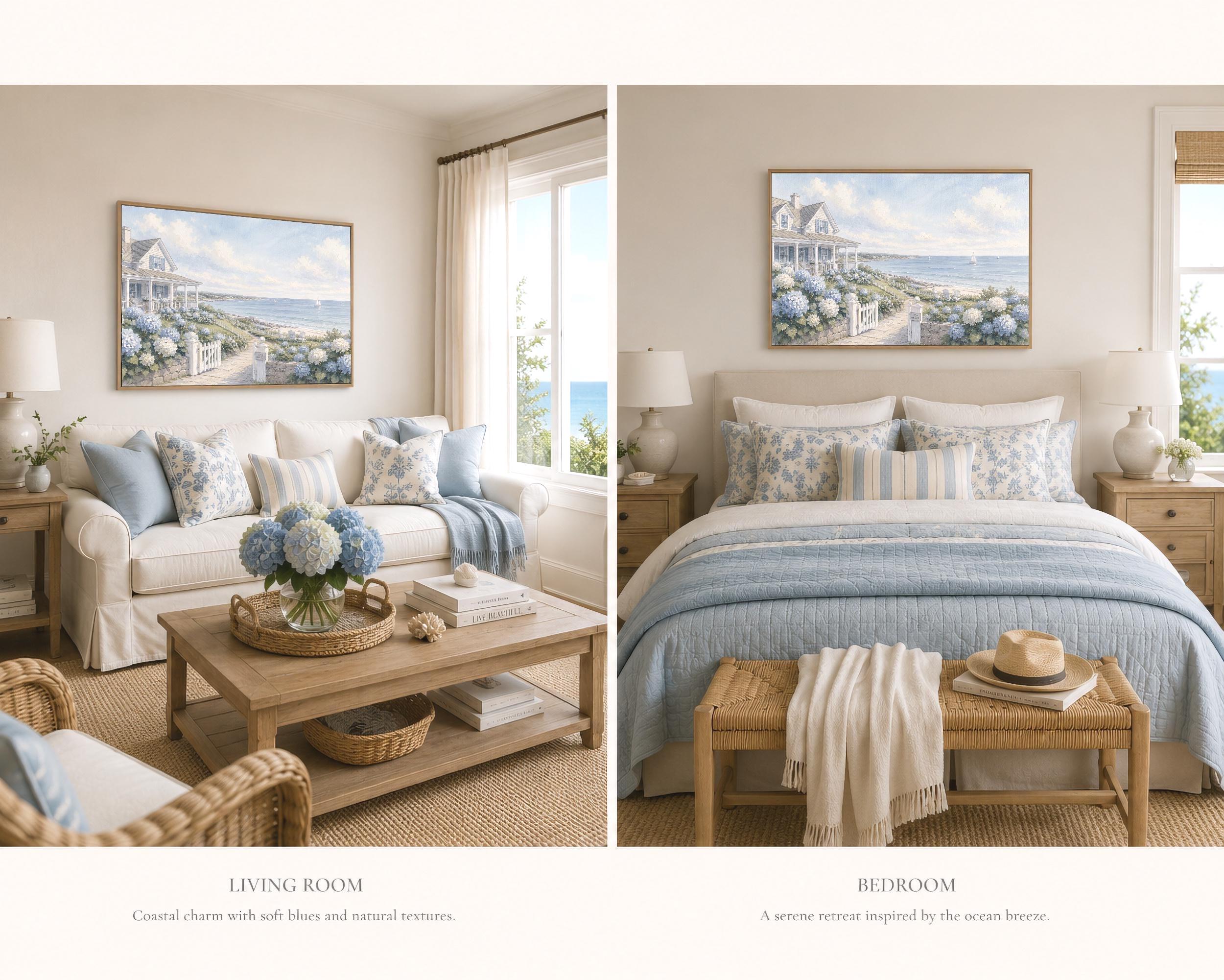 Coastal Cottage Hydrangea Print, Hamptons Beach House Ocean Decor (Digital Download) — image 4