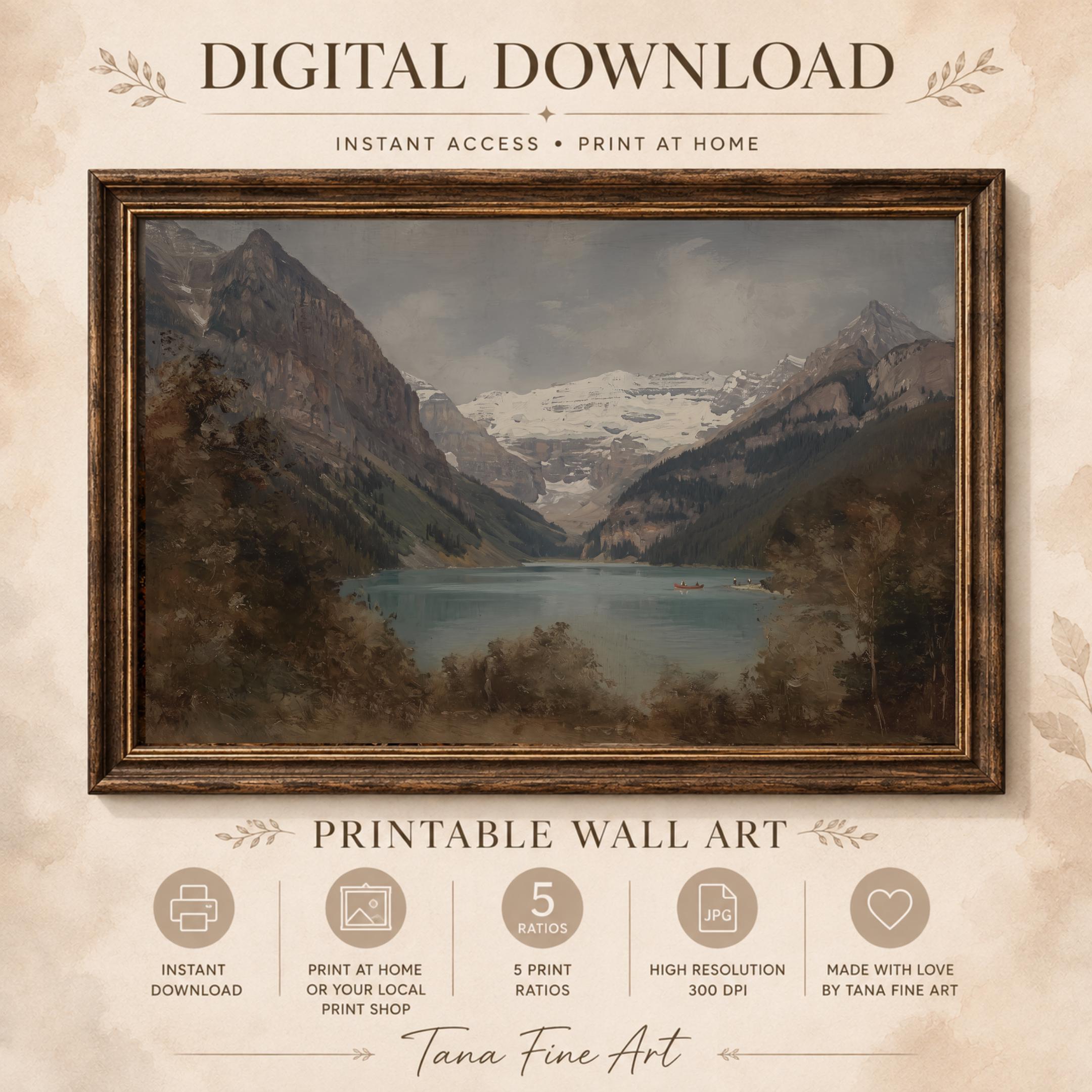 Banff Wall Art | Mountain Lake Landscape Print | Vintage Rocky Mountain Digital Download — image 6