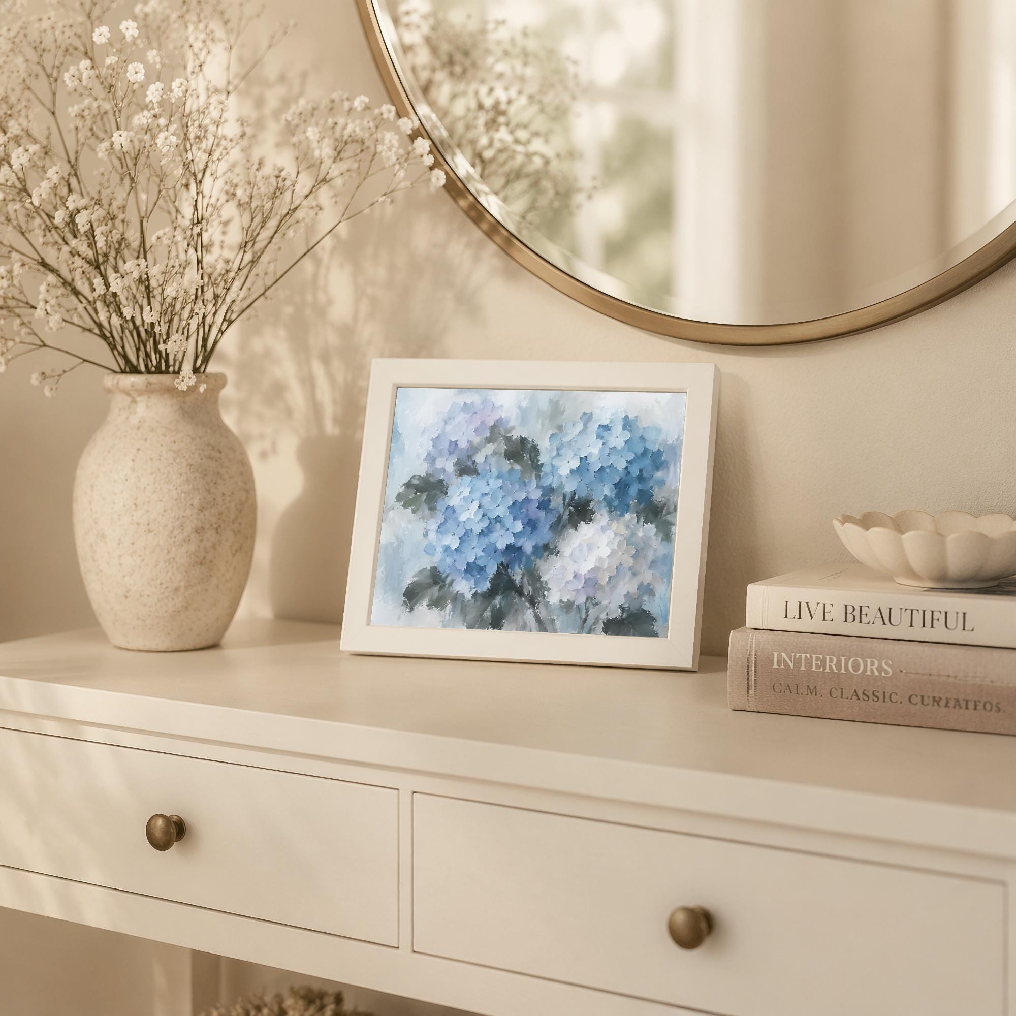 Blue Hydrangea Wall Art | Abstract Floral Print | Vintage Botanical Digital Download — image 6