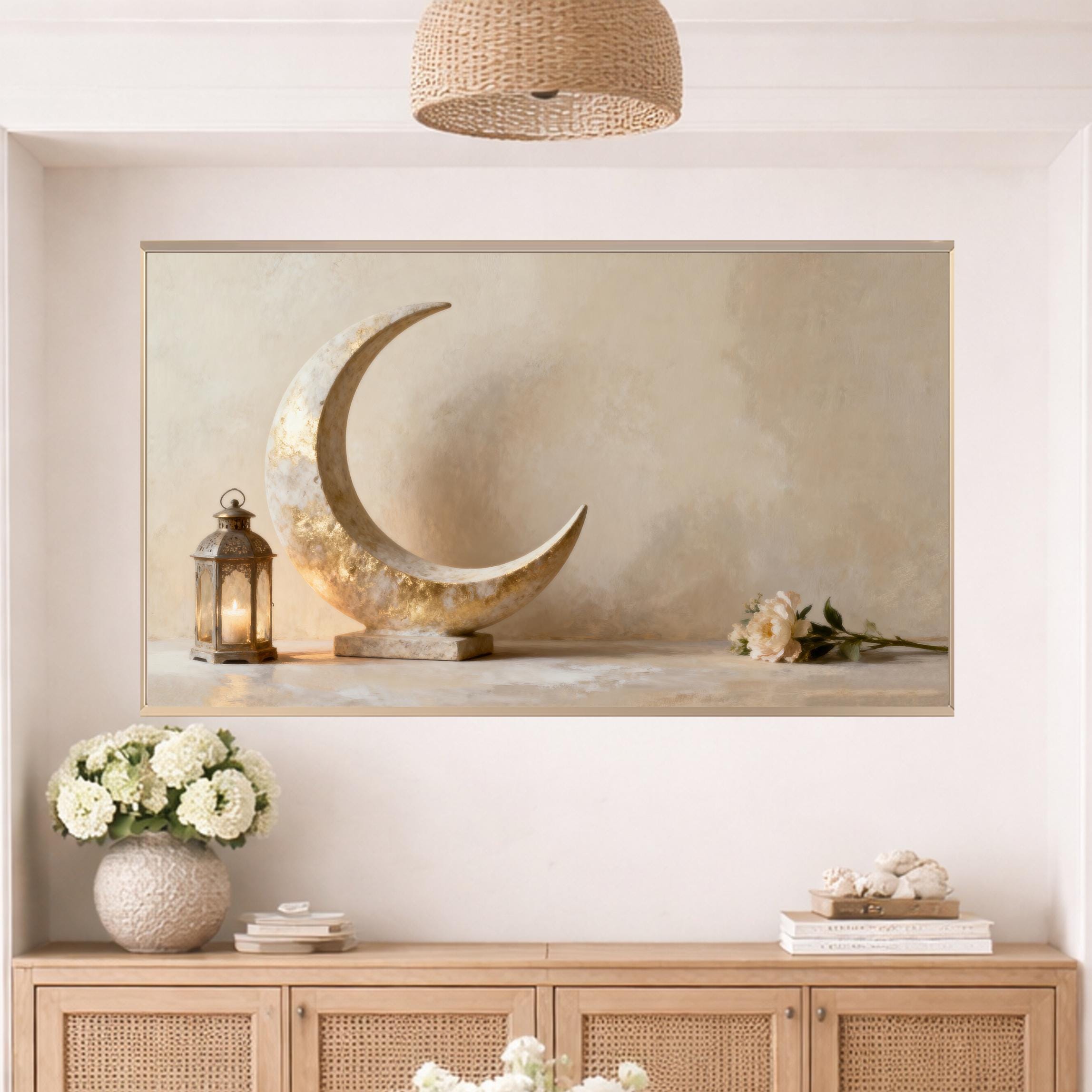 Islamic Frame TV Art Bundle 20 JPGs, Neutral Lantern Crescent Art | Digital Download — image 7