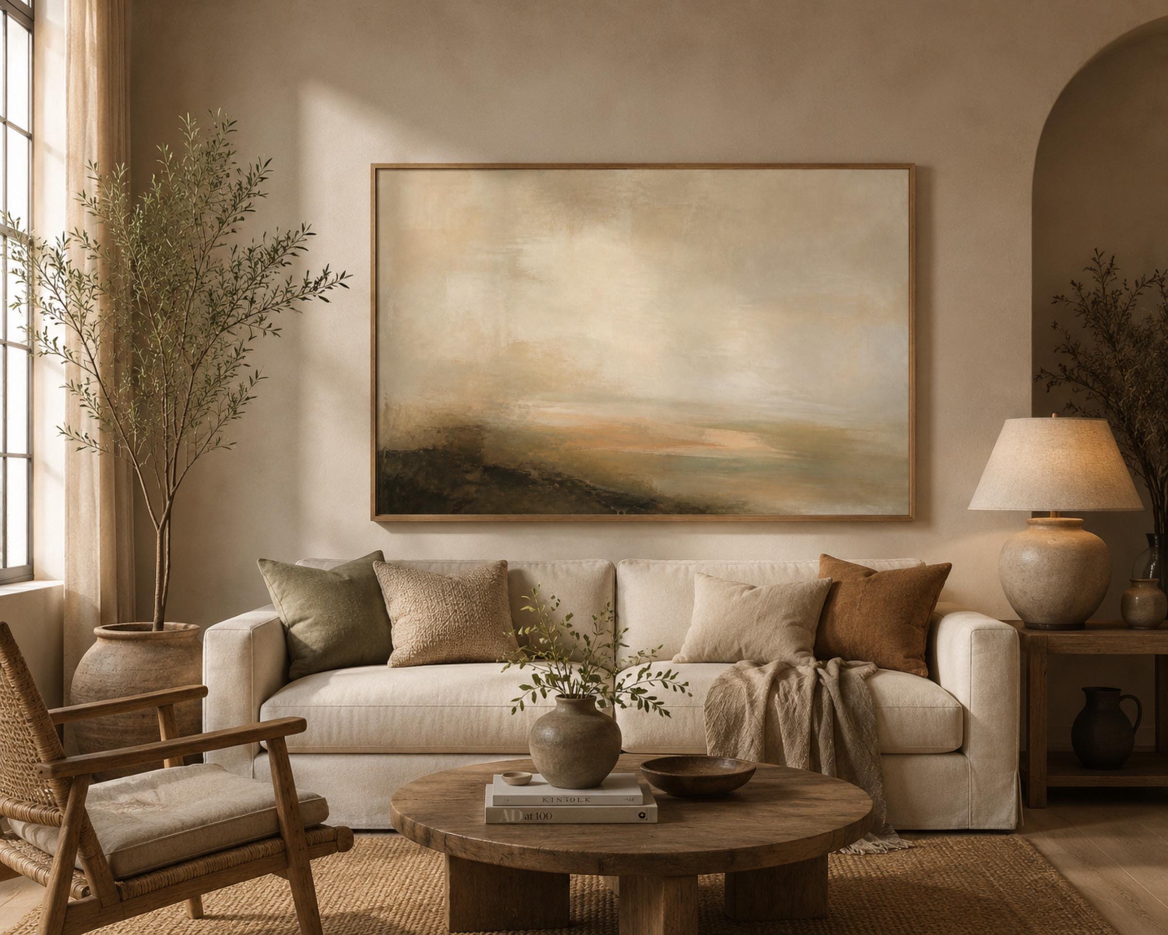 Abstract Landscape Wall Art | Neutral Minimalist Print | Modern Vintage Digital Download — image 3