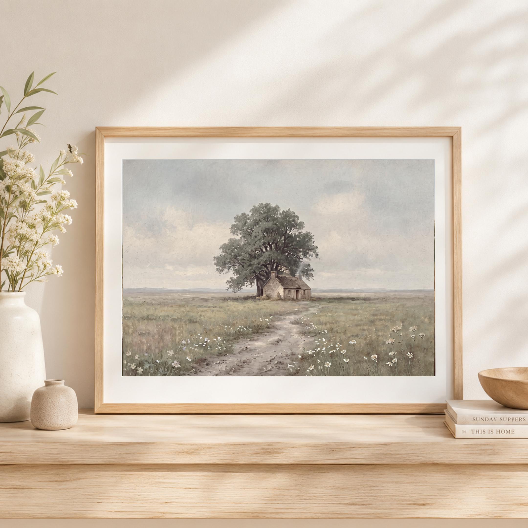 Vintage Cottage Landscape Print, Meadow Daisy Countryside Wall Art (Digital Download) — image 10