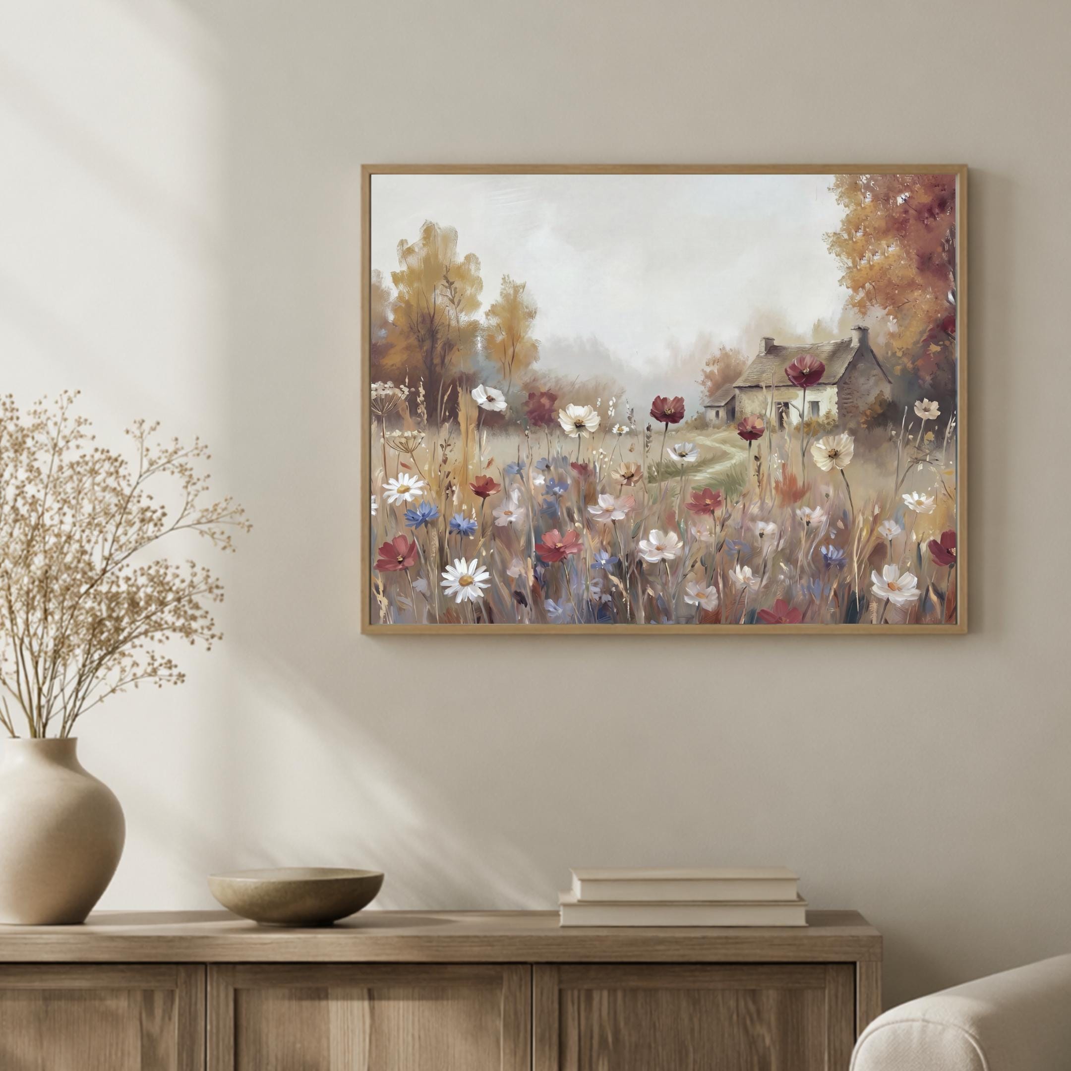 Rustic Fall Cottage Wall Art, Autumn Wildflower Meadow, Cottage Garden Print (Digital Download) — image 7