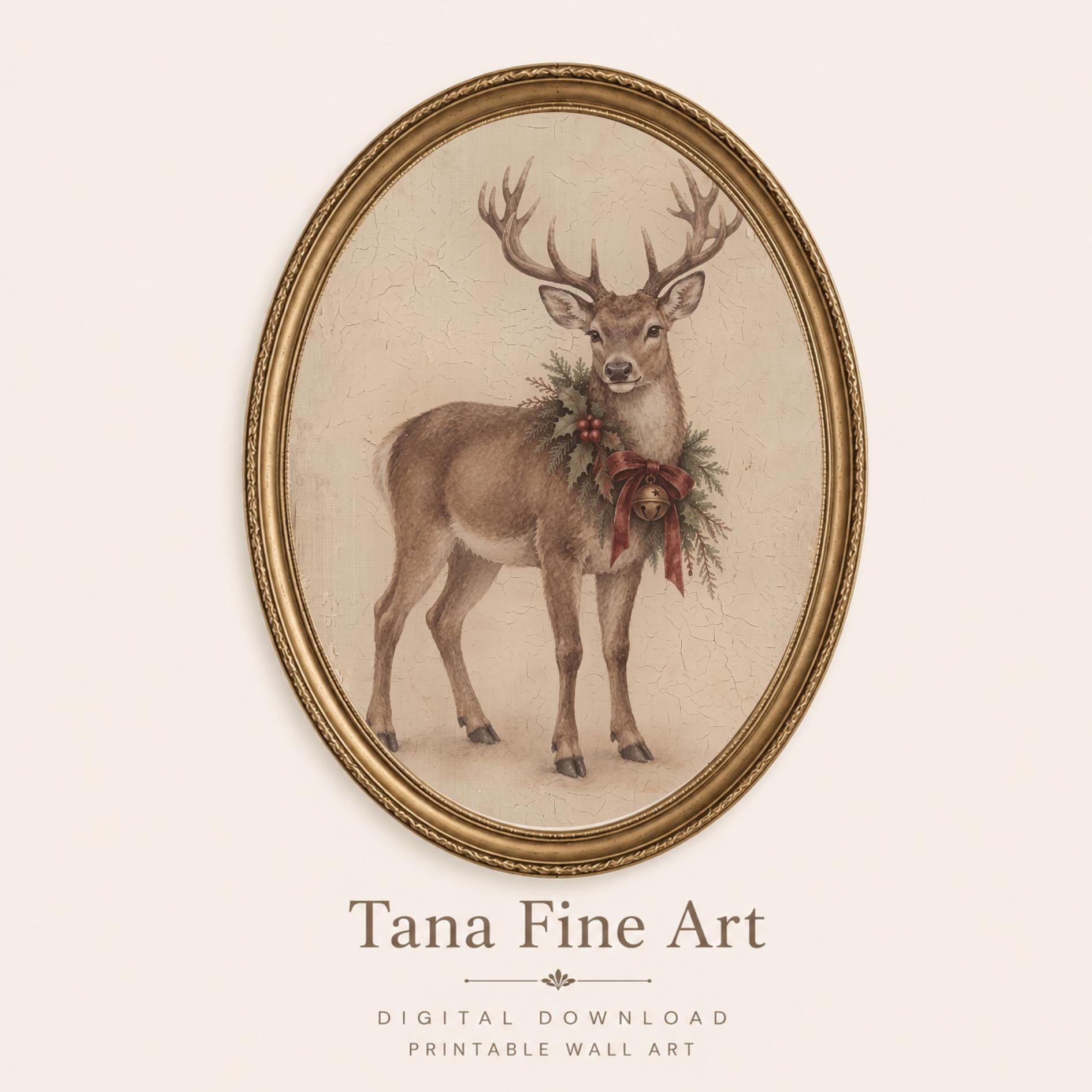 Festive Stag with Evergreen Wreath — image 6