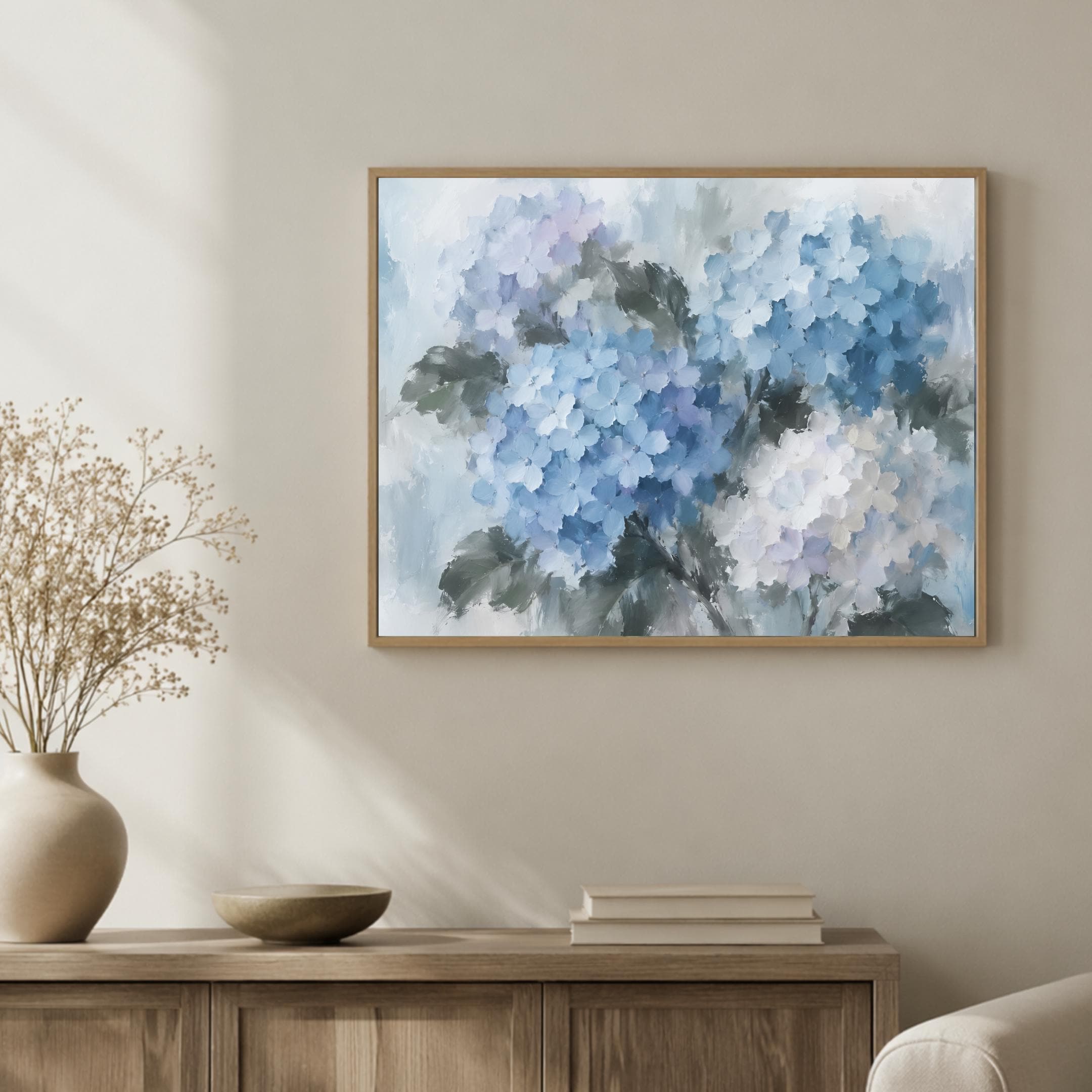 Blue Hydrangea Wall Art | Abstract Floral Print | Vintage Botanical Digital Download — image 4