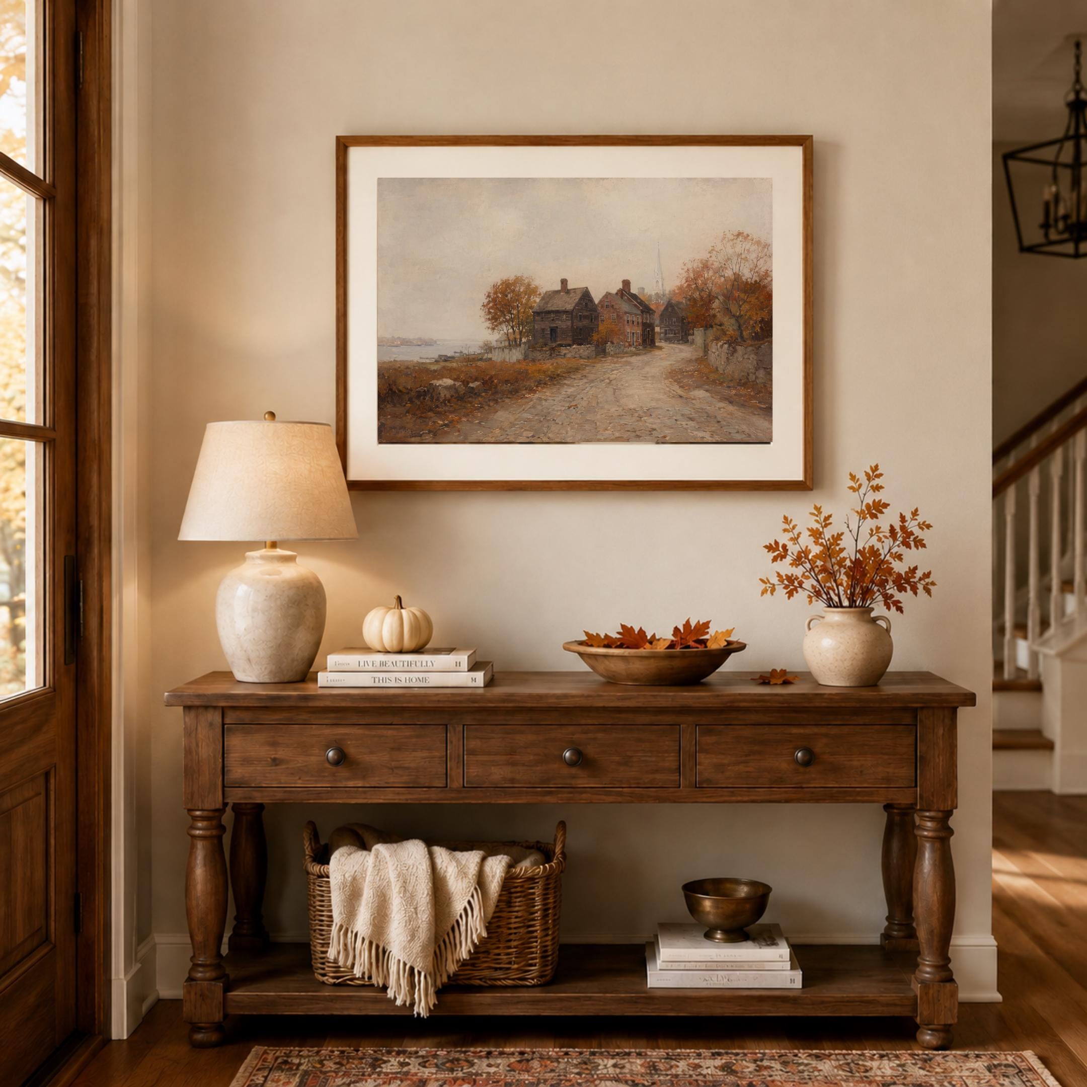Autumn Street Printable Wall Art, Vintage Salem Inspired, New England Landscape, Digital Download — image 3