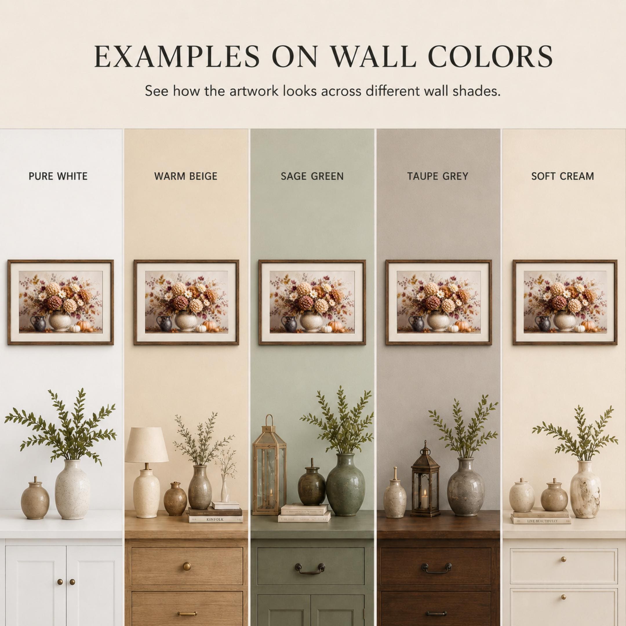 Fall Floral Centerpiece Wall Art, Pumpkin Hydrangea Still Life Print, Thanksgiving Decor (Digital Download) — image 3