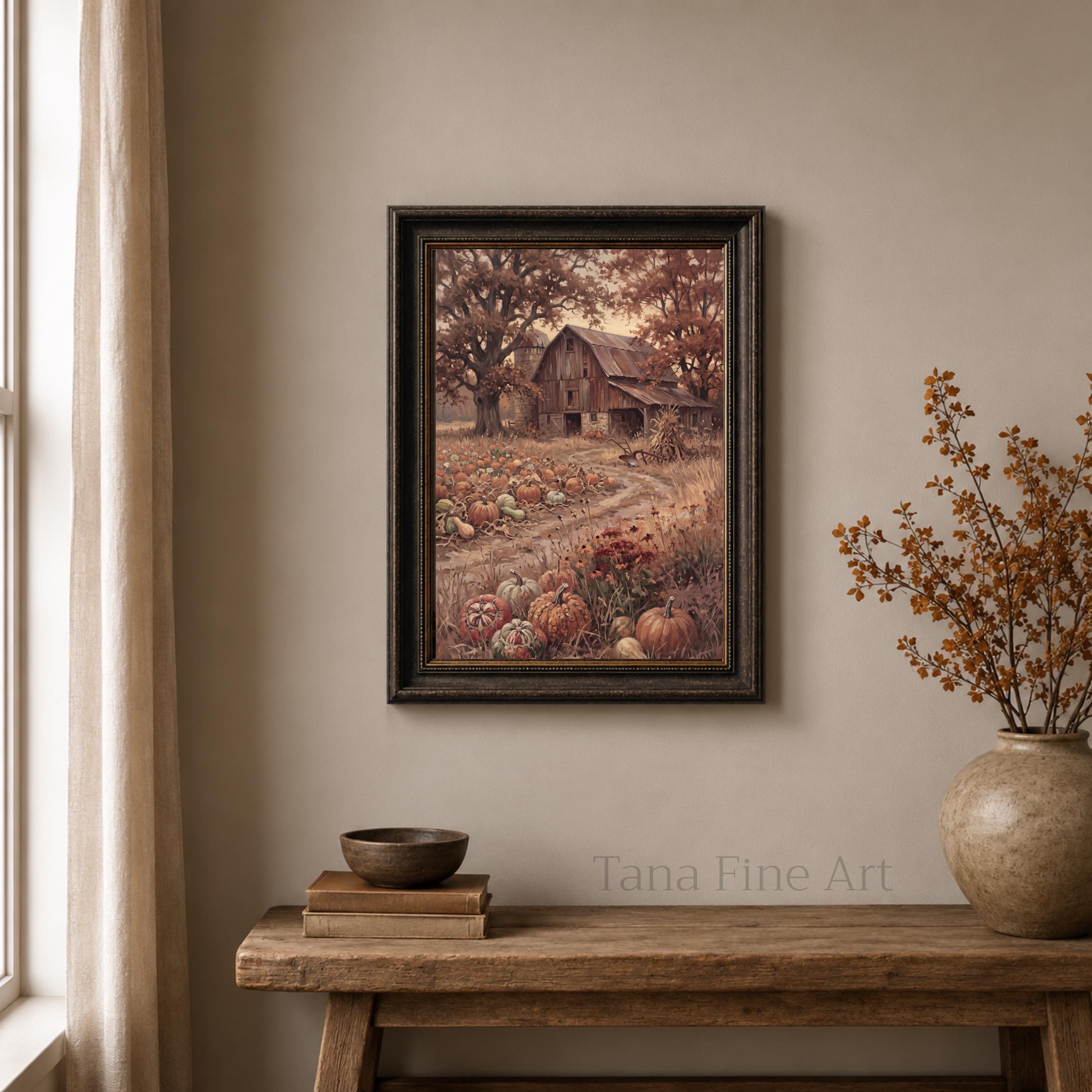 Fall Barn Wall Art, Pumpkin Patch Print, Rustic Farmhouse Printable Decor Digital Download — image 4