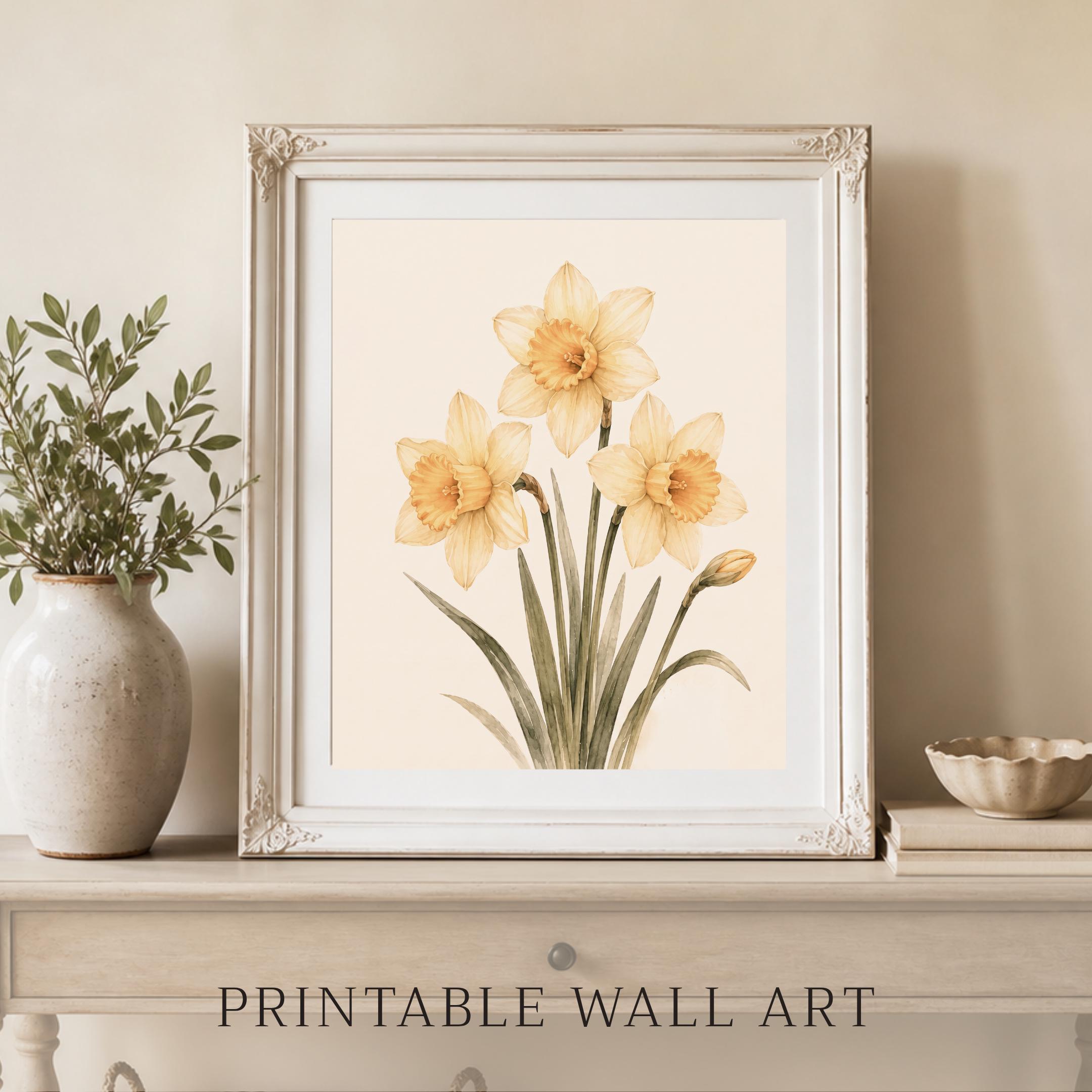 March Birth Flower Print | Daffodil Printable Wall Art | Yellow Botanical Gift Decor Digital Download — image 10