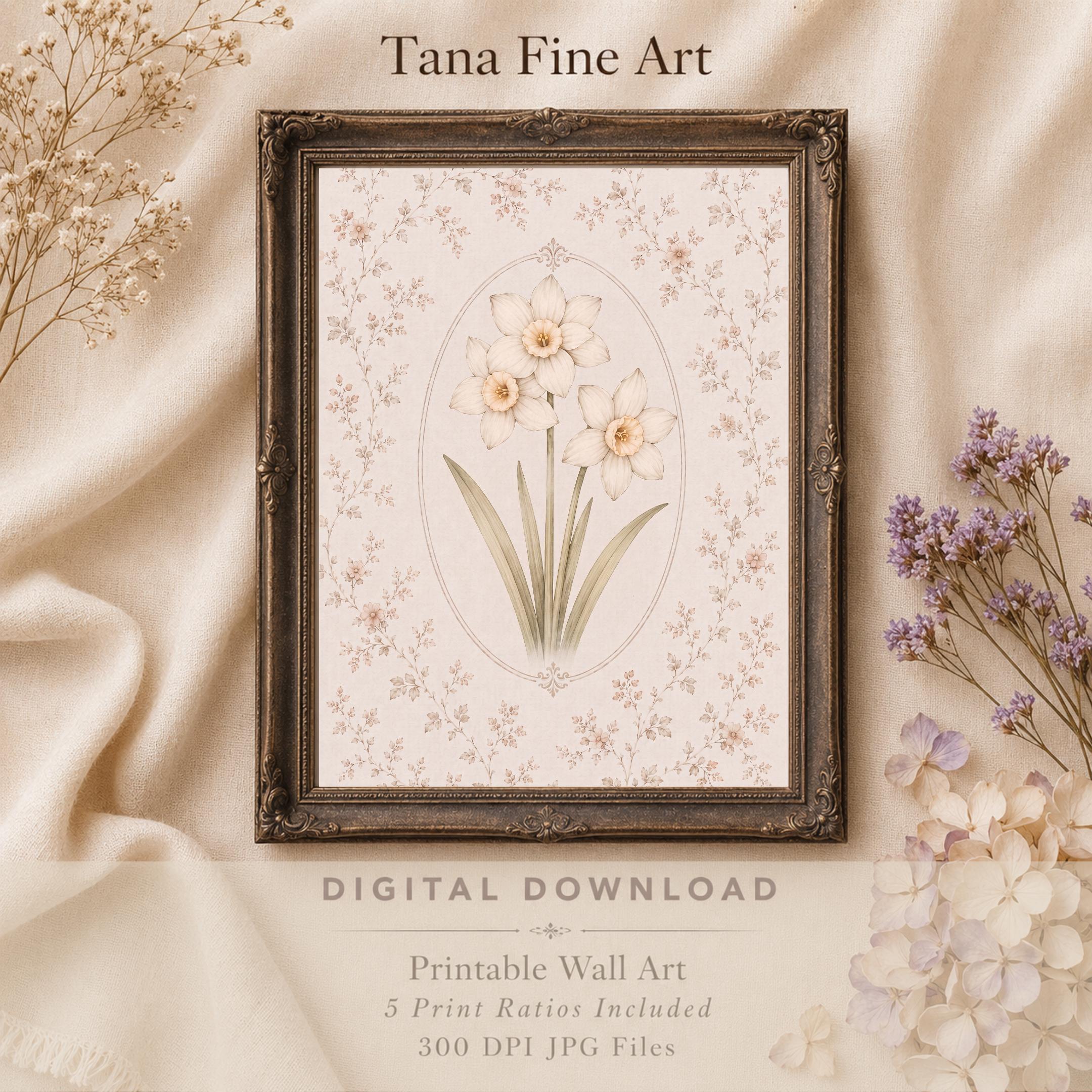 December Birth Month Flower Print | Paperwhite Narcissus Printable Wall Art | Vintage Botanical Digital Download — image 3