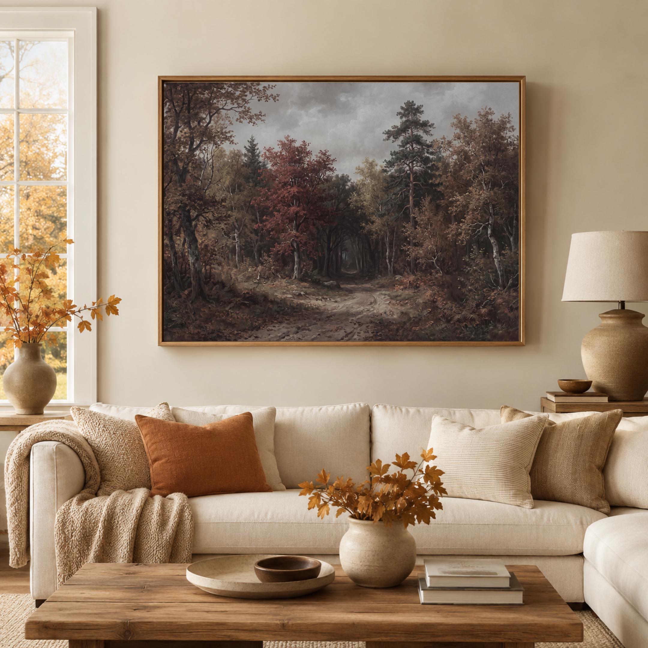 Moody Fall Forest Print Wall Art, Dark Enchanted Forest Path (Digital Download) — image 8