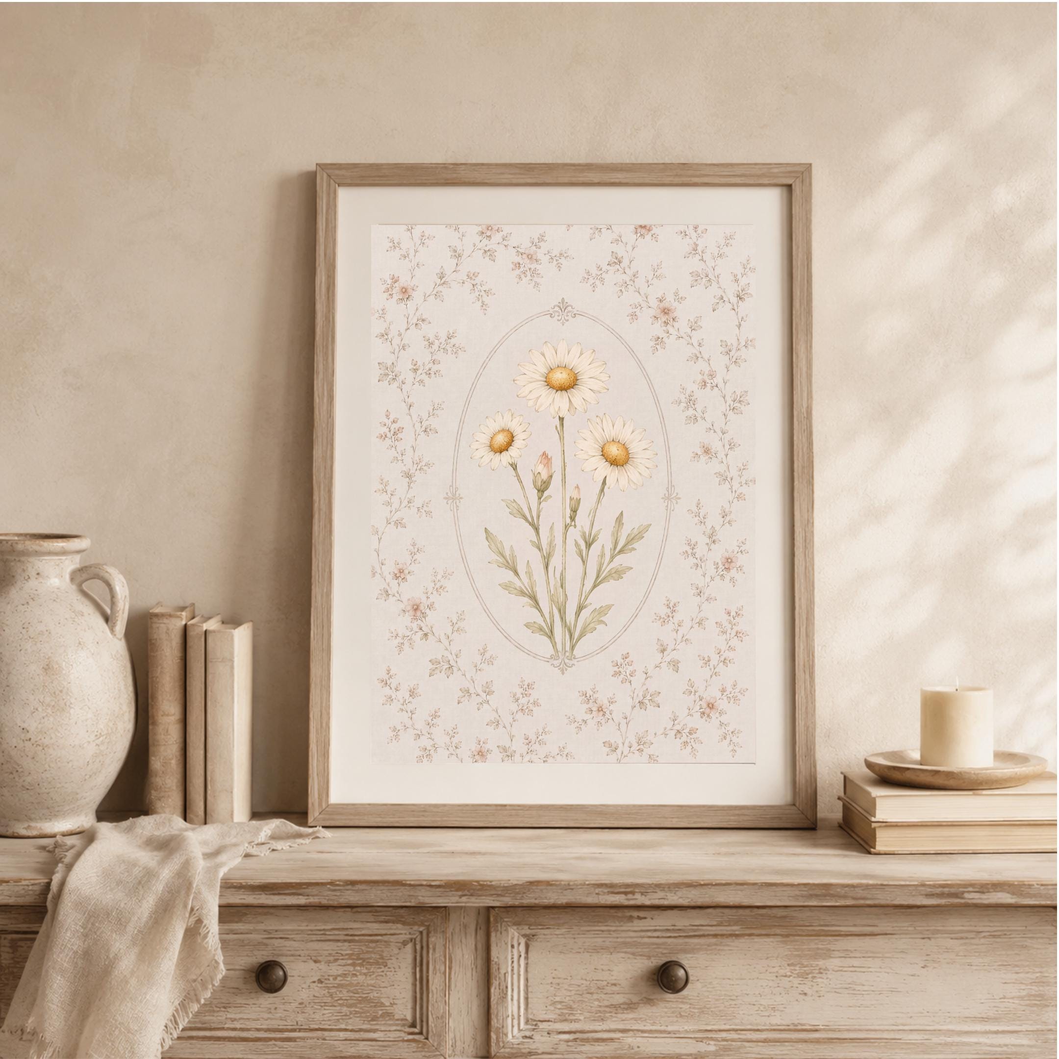 April Birth Month Flower Print | Daisy Wall Art | Vintage Botanical Gift Digital Download Decor — image 8