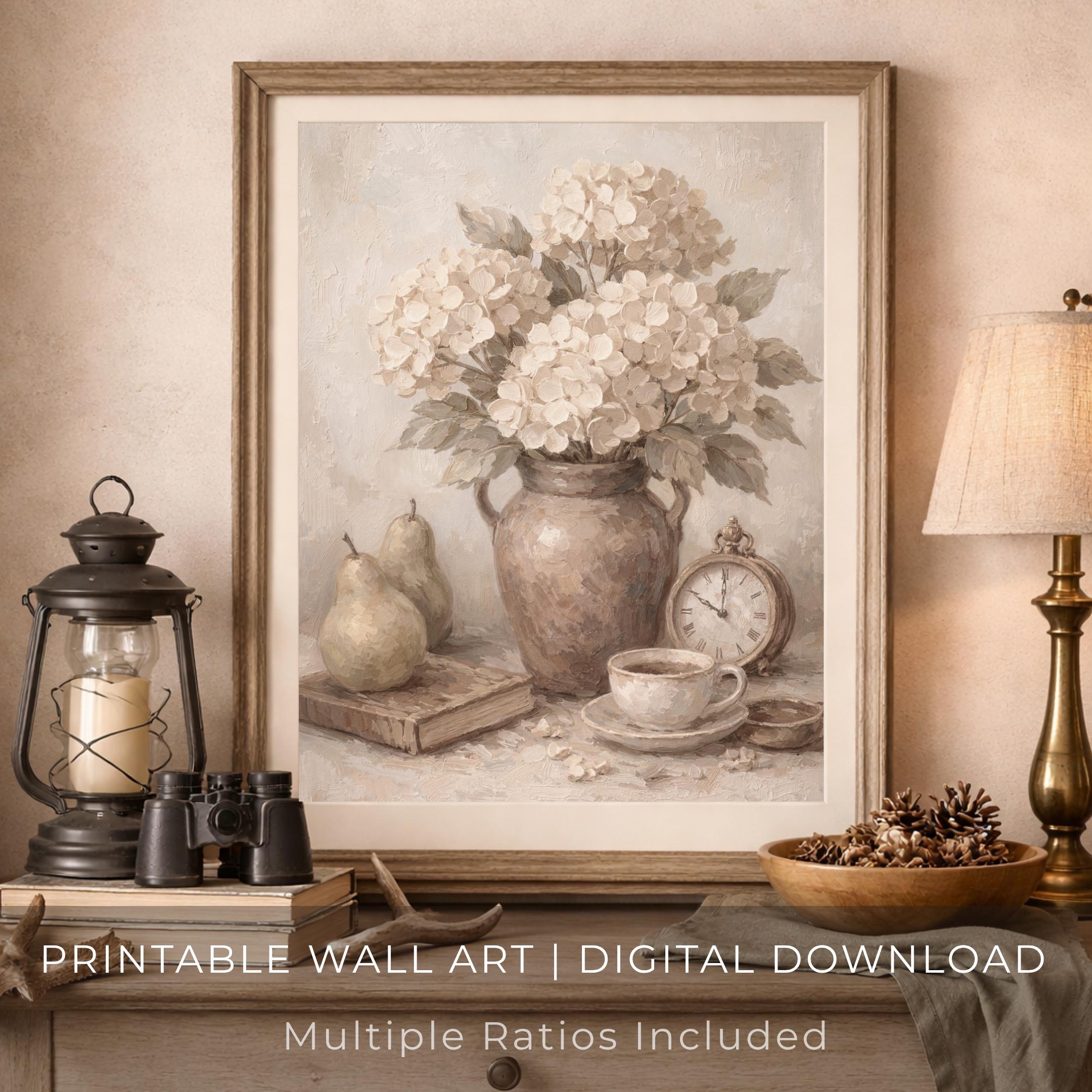 Vintage Hydrangea Printable Wall Art | Floral Still Life Prints | Cottagecore Decor (Digital Download) — image 6