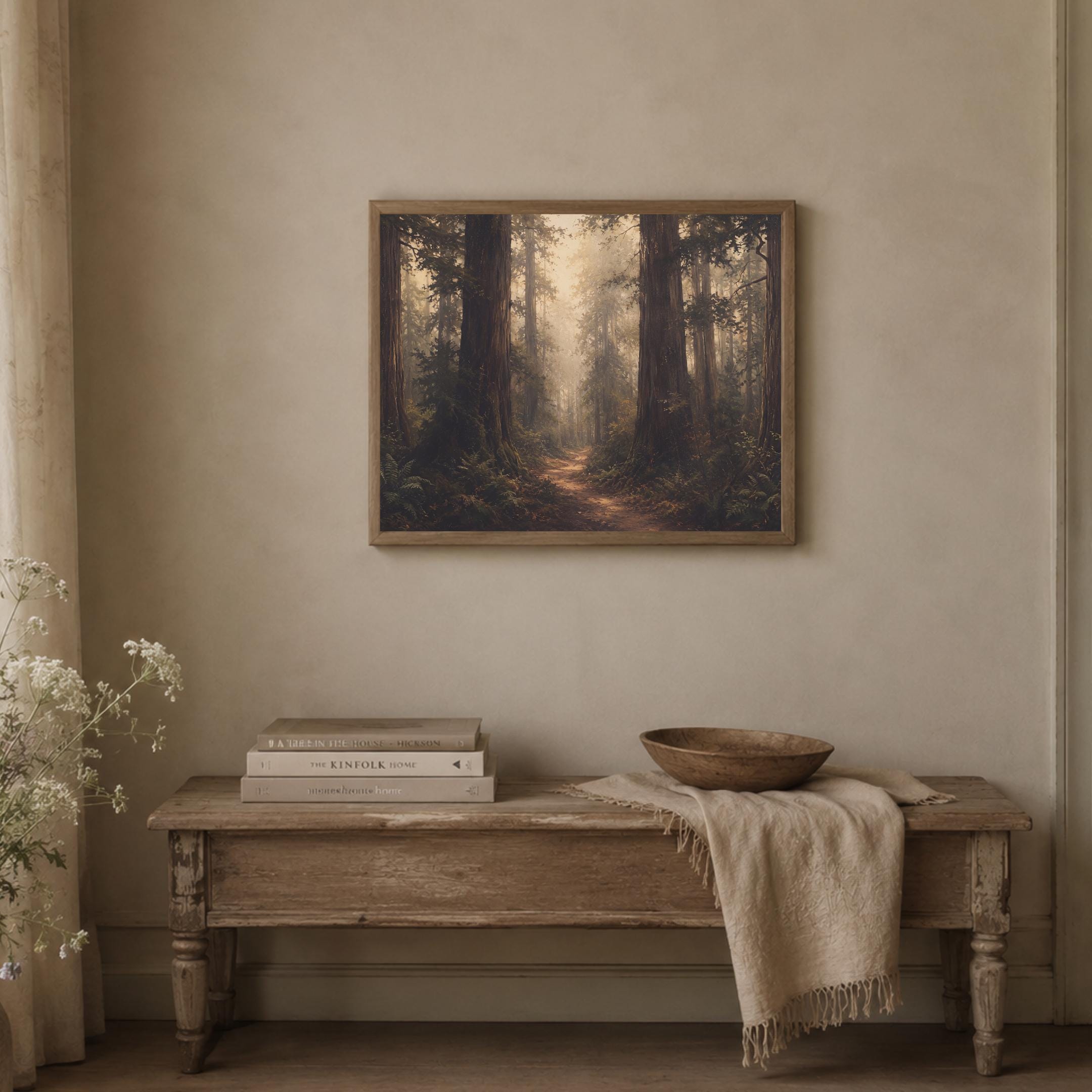 Forest Path Wall Art | Moody Woodland Landscape Print | Vintage Nature Printable Digital Download — image 4
