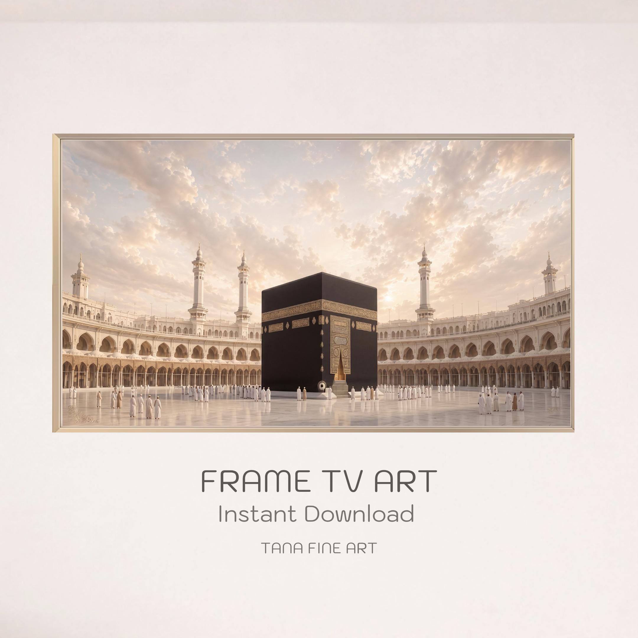 Neutral Kaaba Frame TV Art, Islamic Hajj Digital Download, Samsung Art Mode