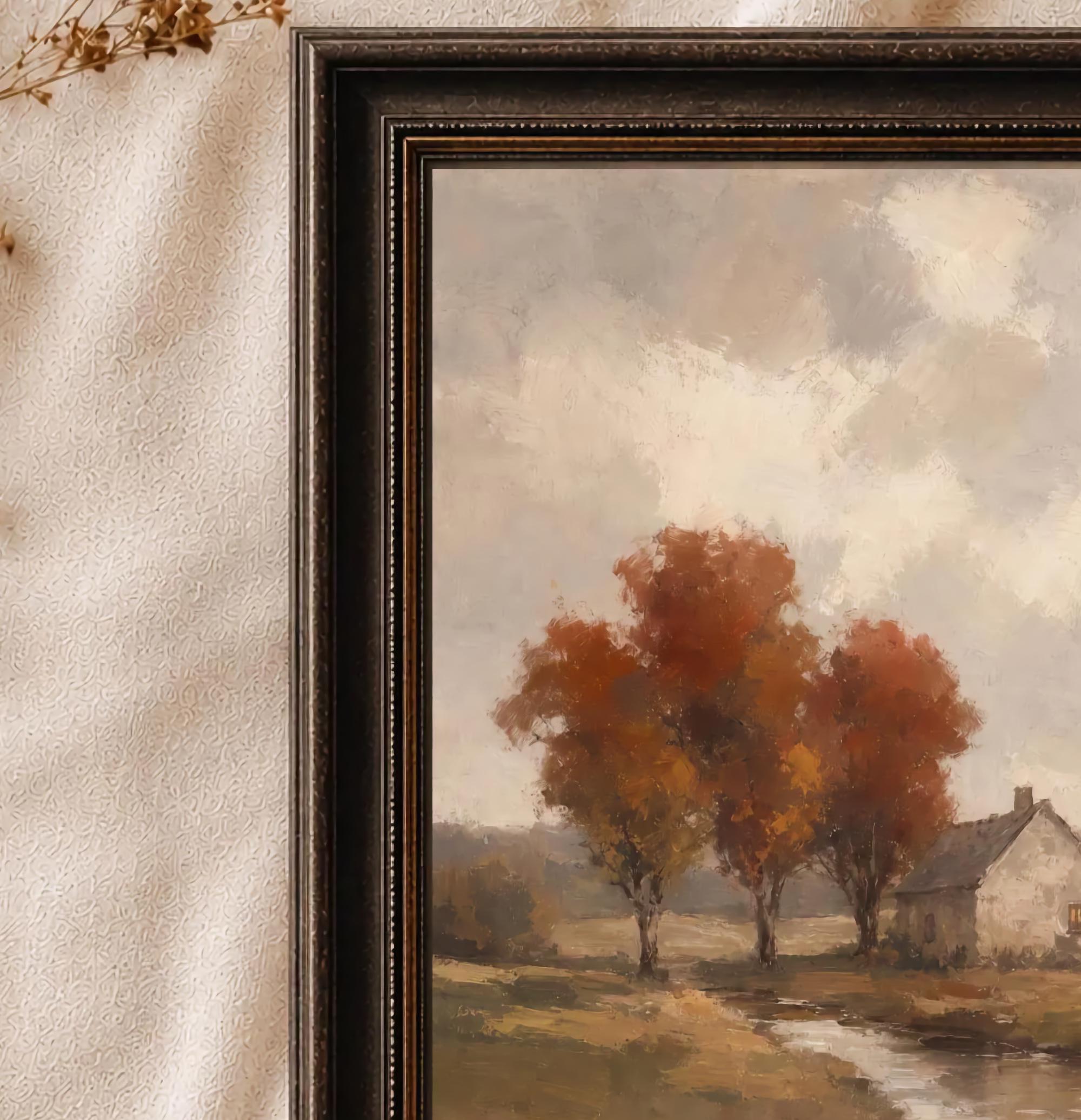 Fall Cottage Printable Wall Art, Autumn Creek Landscape Rustic Farmhouse Digital Download — image 2