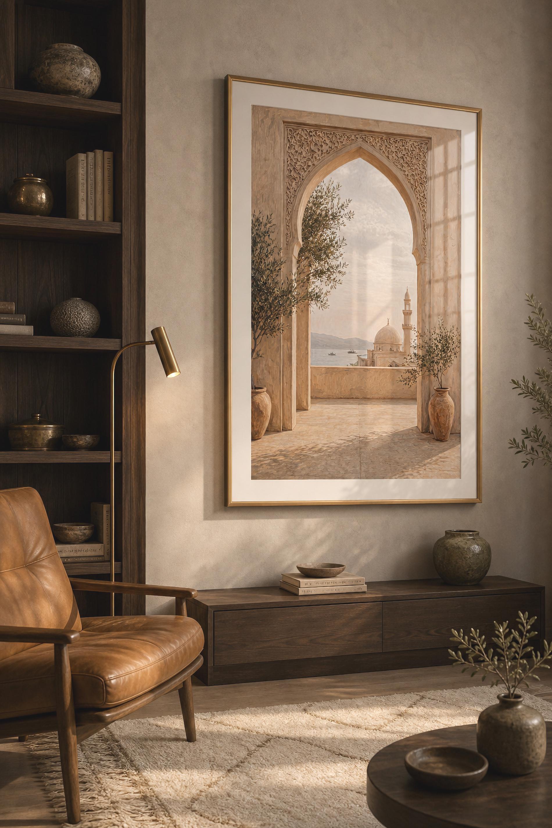 Islamic Mosque Wall Art Printable | Neutral Arch View Print | Muslim Wall Decor Digital Download — image 2