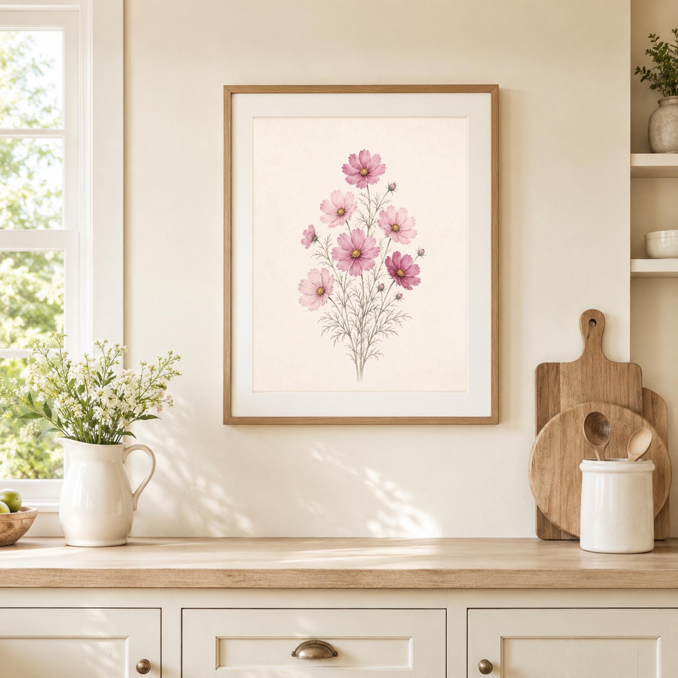 October Birth Flower Prints | Cosmos Printable Wall Art | Pink Botanical Decor Gift Digital Download — image 9