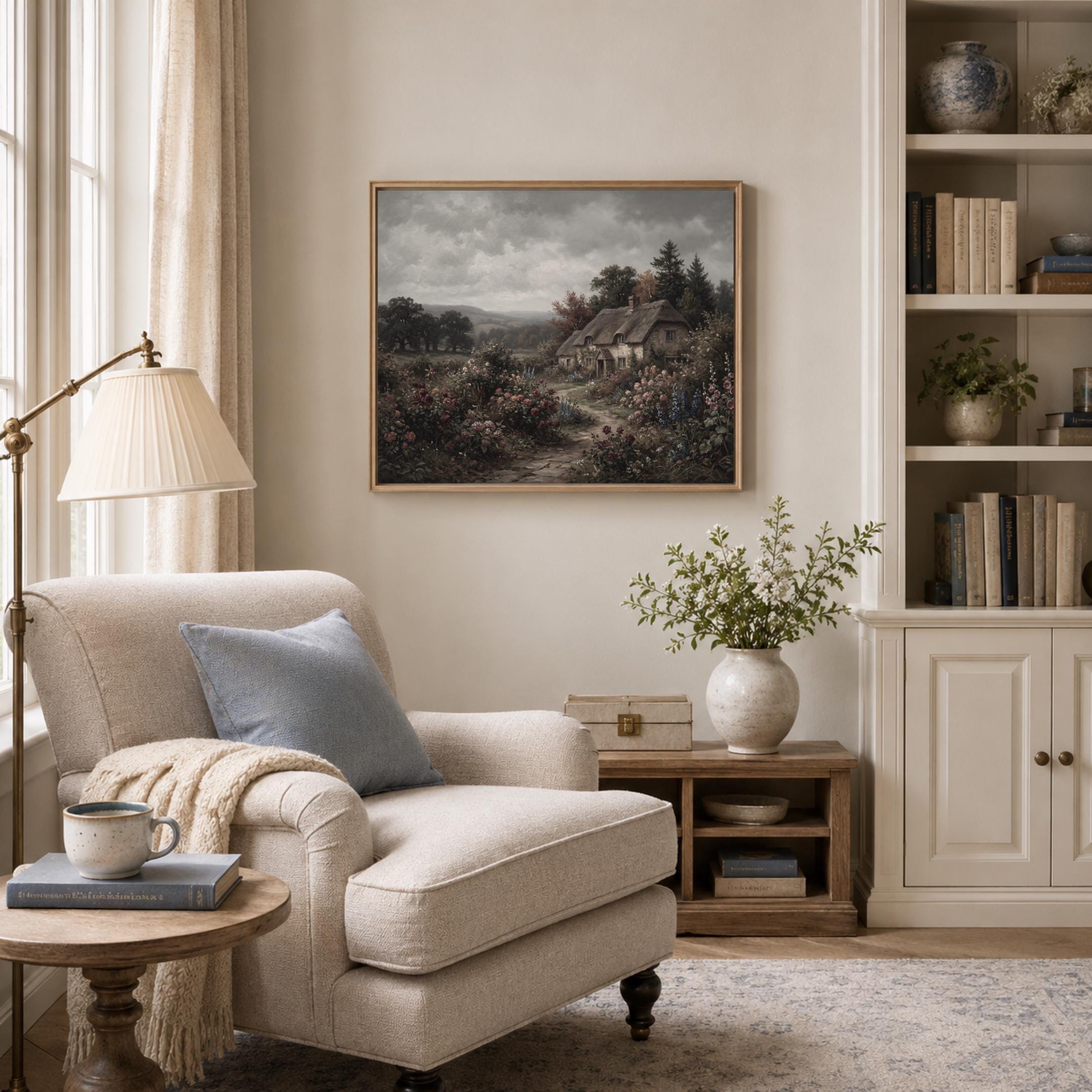 English Cottage Garden Wall Art, Dark Moody Landscape Print (Digital Download) — image 3